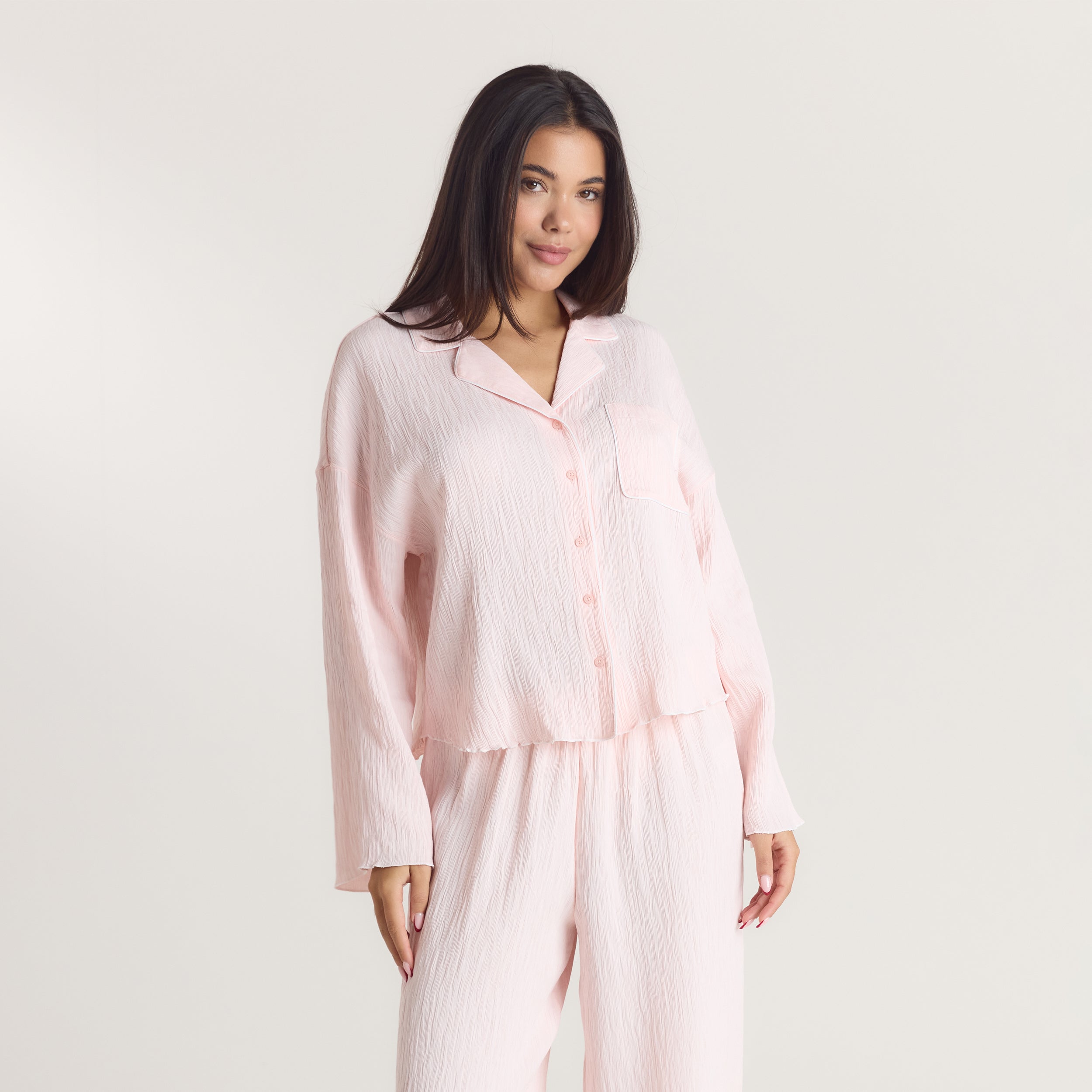 Crinkle Pyjama Shirt | Crinkle Pyjama Shirt - Pink