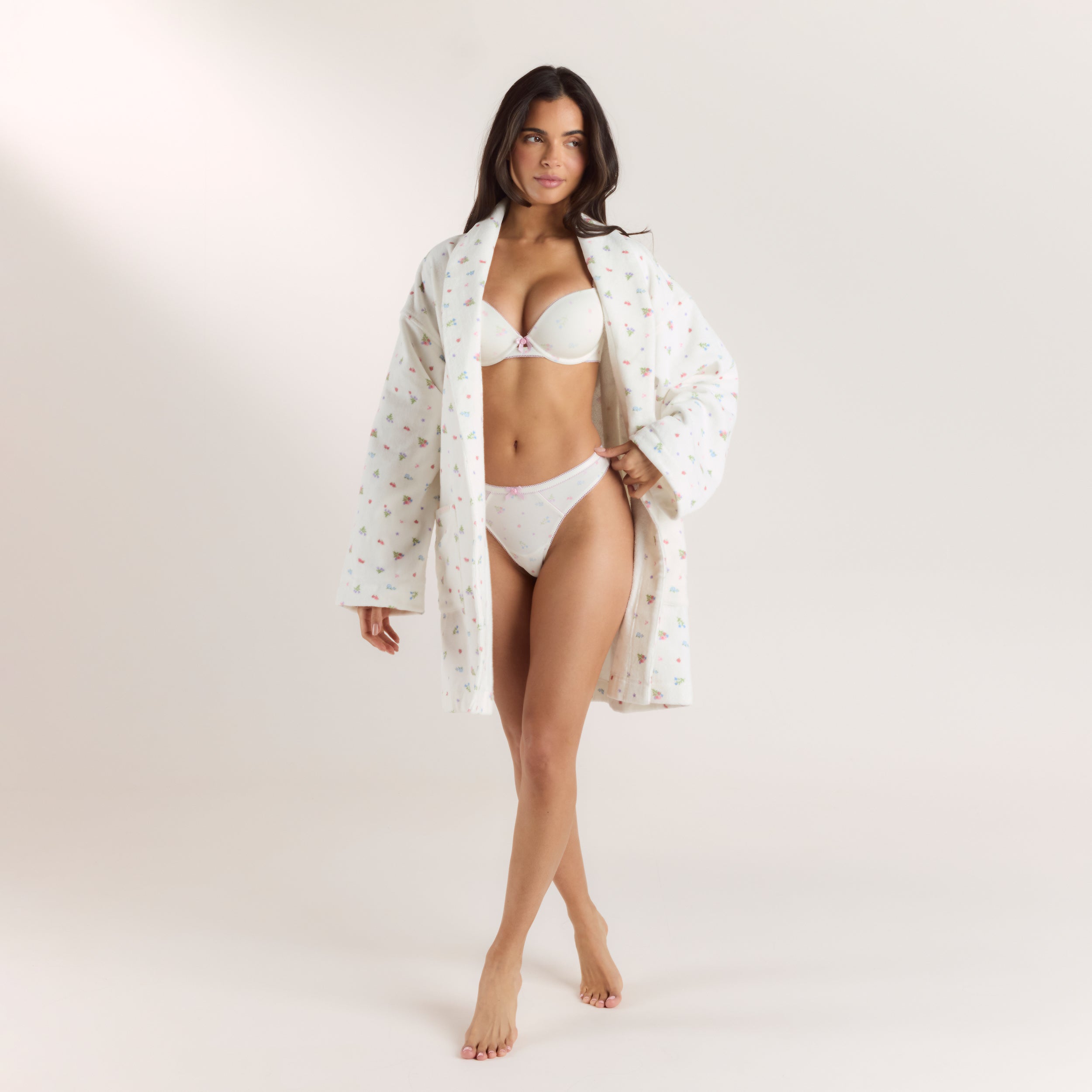 Towelling Bathrobe | Towelling Bathrobe - White Print