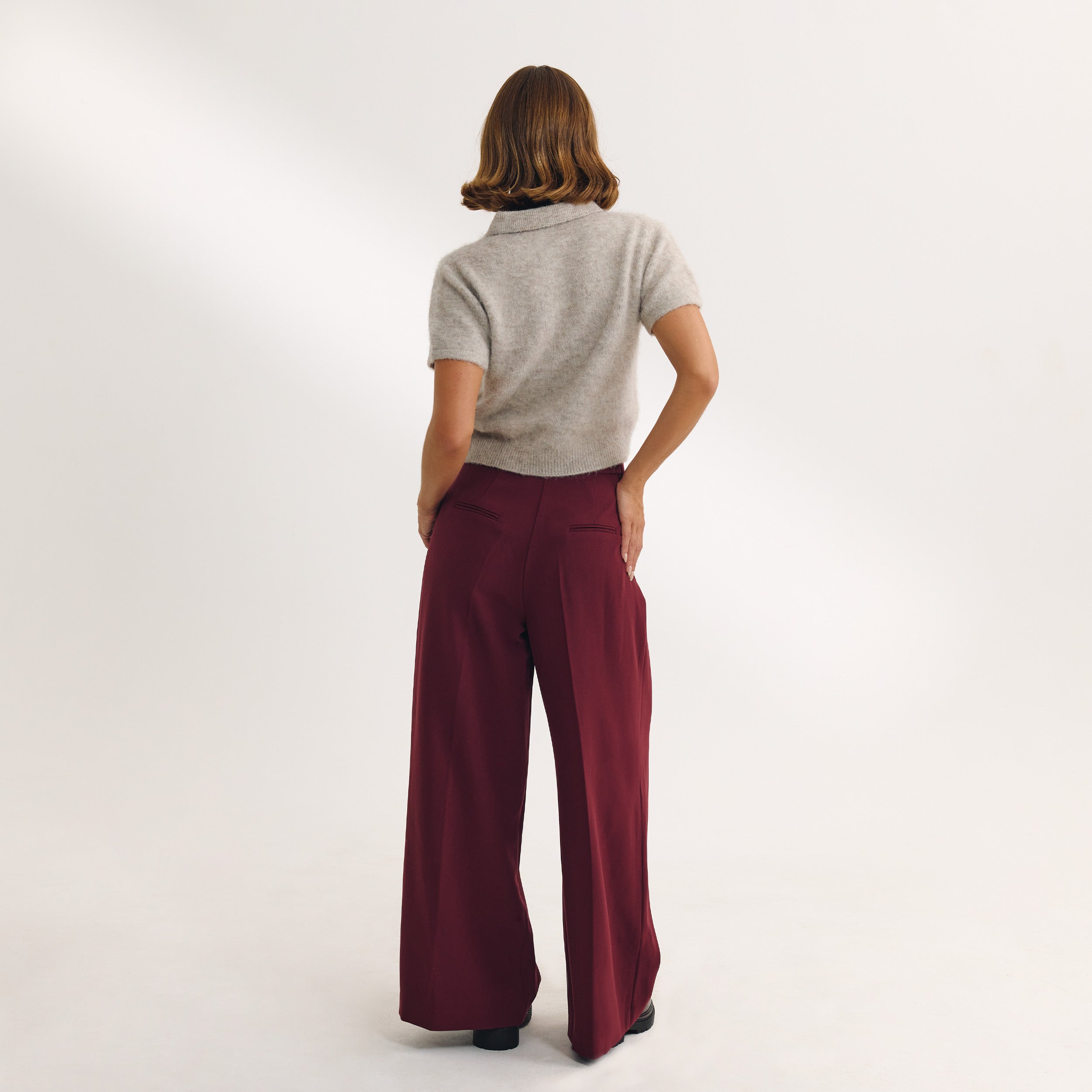 Wide-Leg Tailored Trousers | Wide-Leg Tailored Trousers - Cherry Lacquer