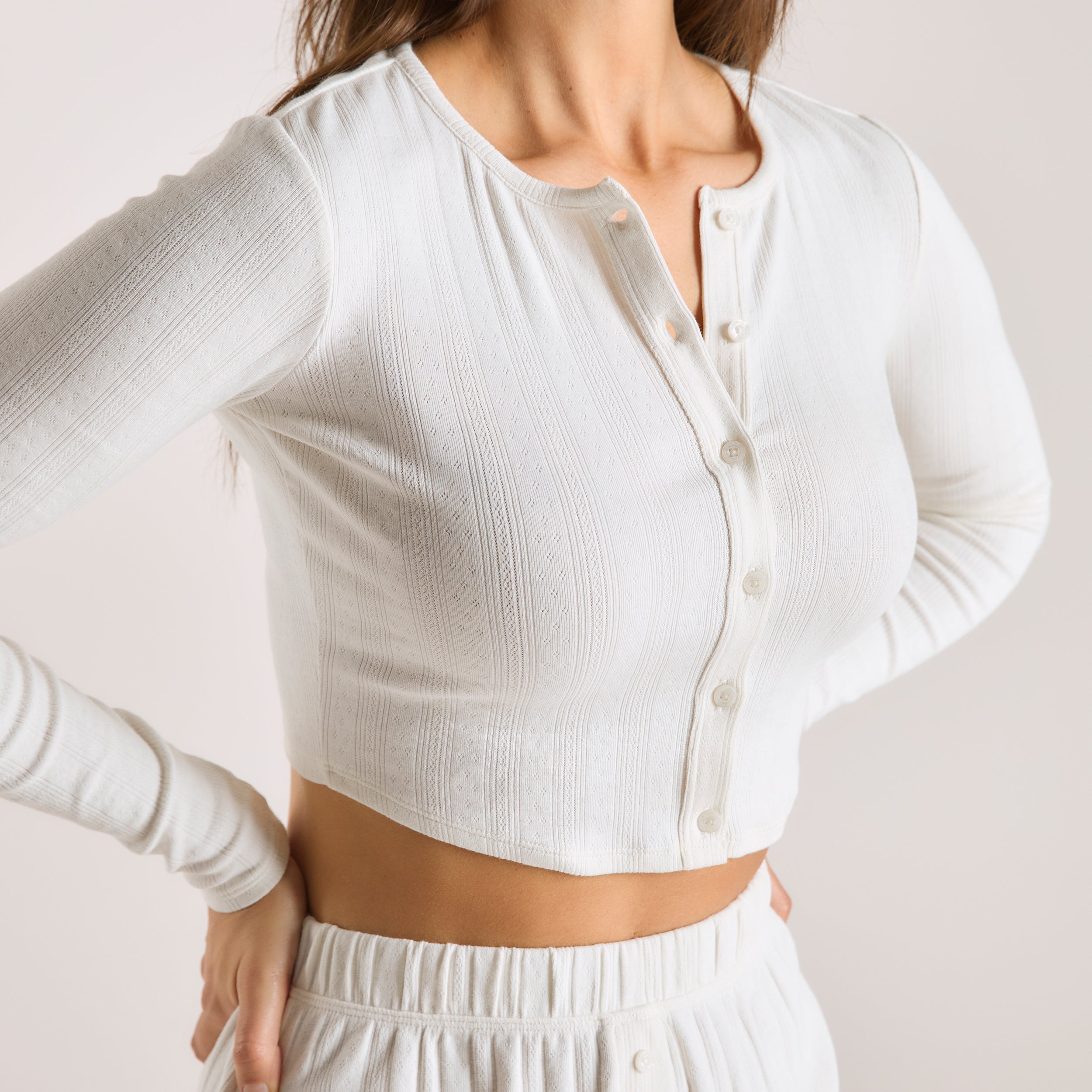 Pointelle Cardigan | Pointelle Cardigan - Cream