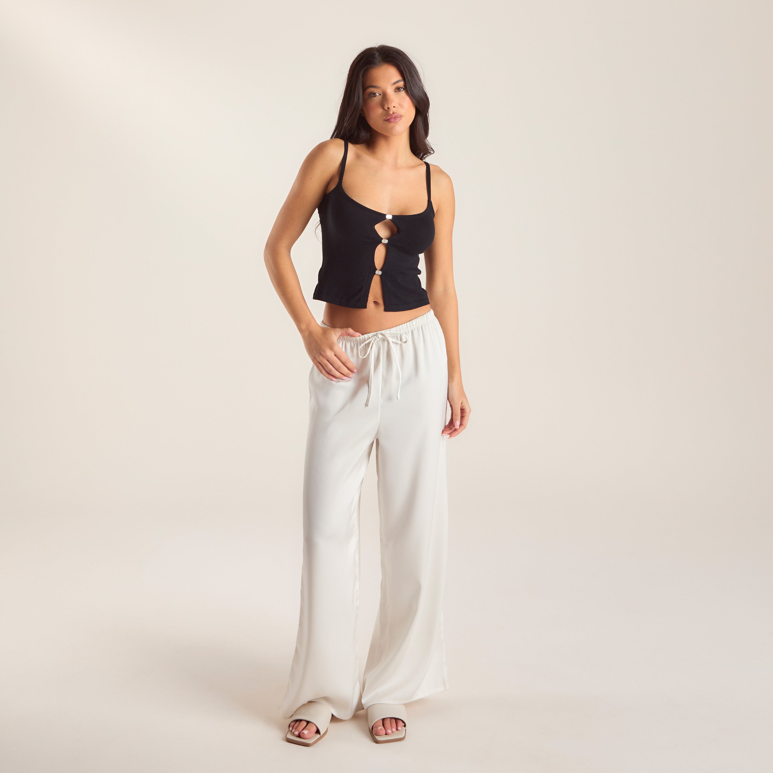 Satin Trousers | Satin Trousers - Off White