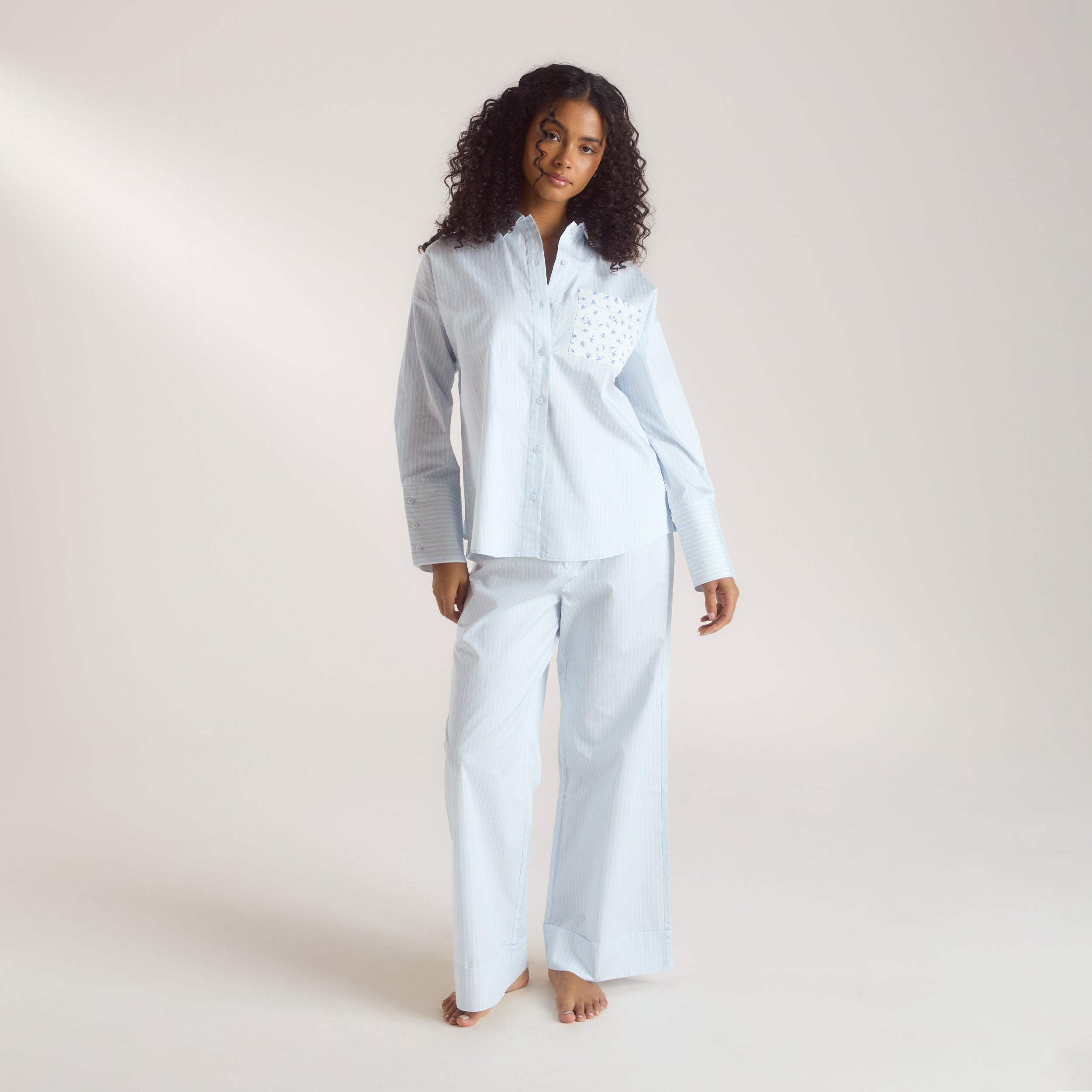 Bloom & Stripe Pyjama Shirt | Bloom & Stripe Pyjama Shirt - Blue