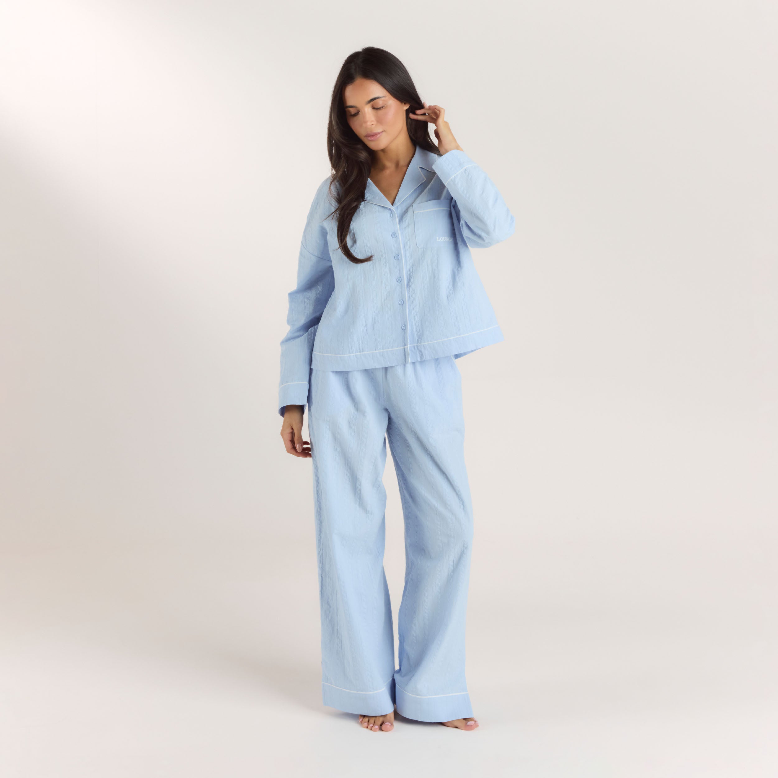 Textured Cotton Pyjama Bottoms | Textured Cotton Pyjama Bottoms - Blue