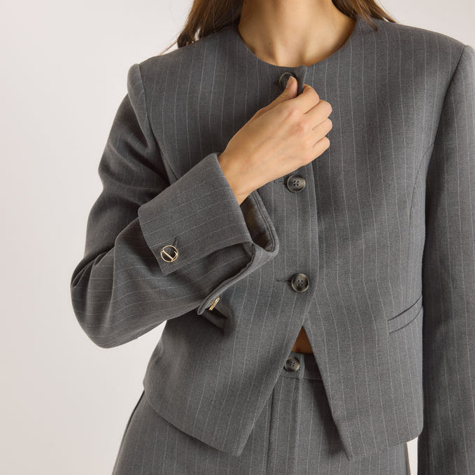 Structured Jacket Structured Jacket - Grey Pinstripe