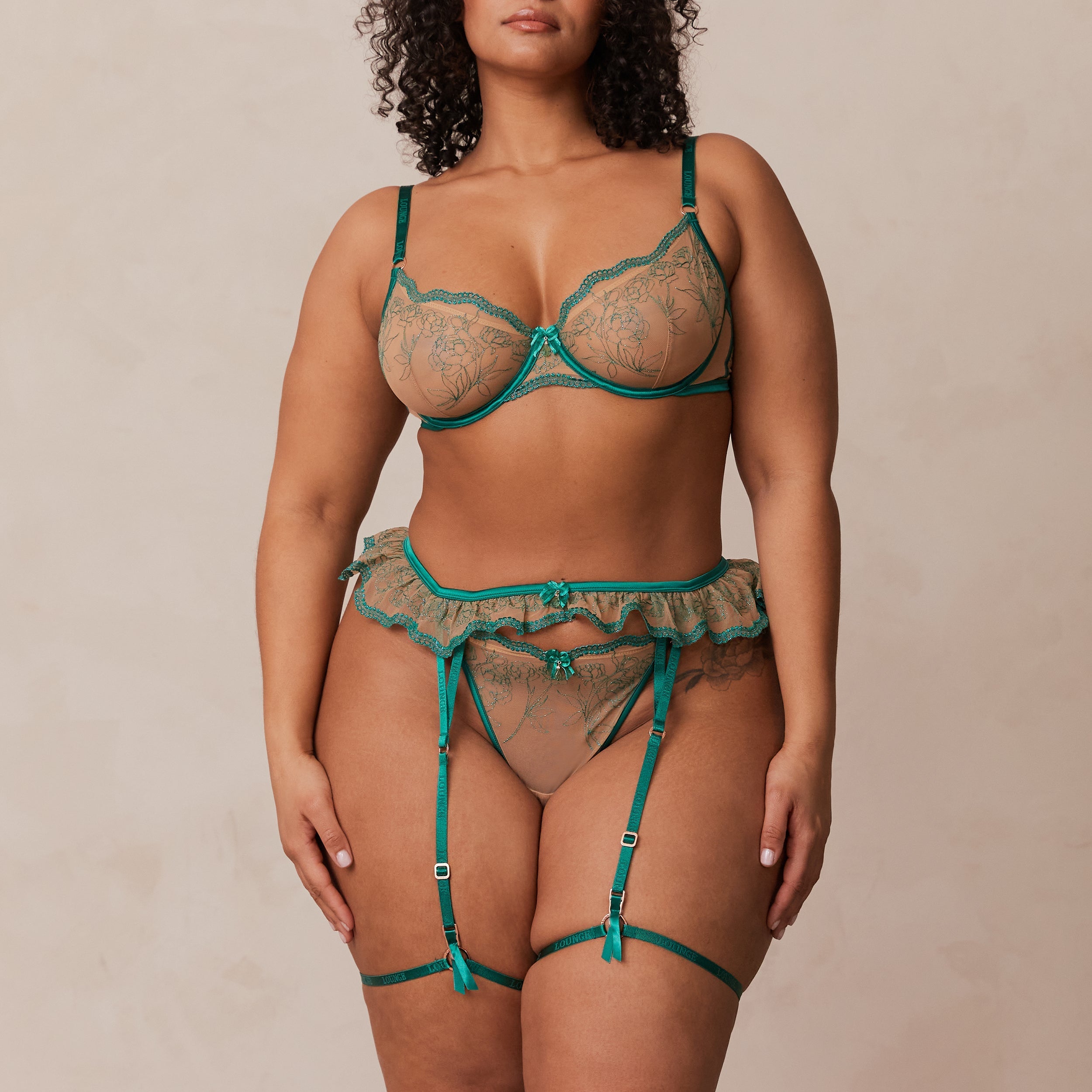 Celine Intimates Thong & Suspender Belt (Set) | Celine Intimates Thong & Suspender Belt (Set) - Green