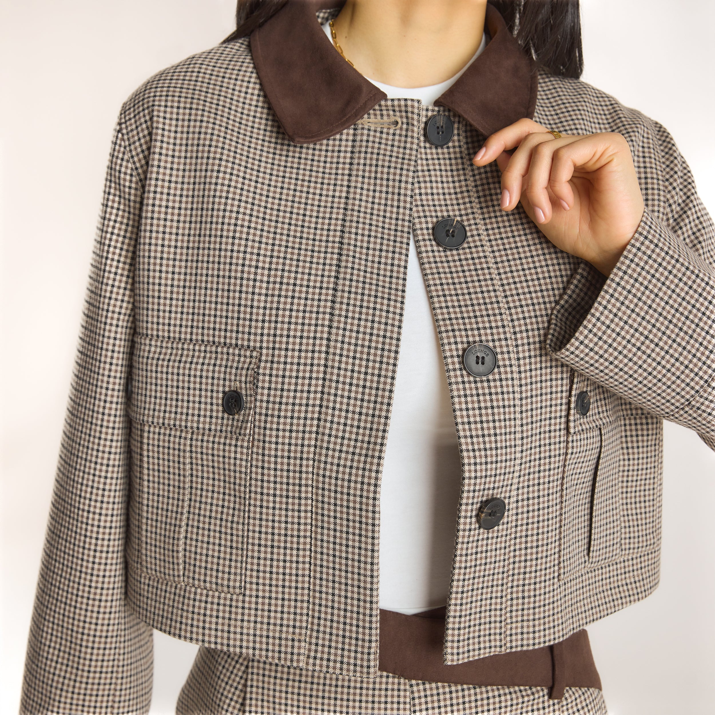 Houndstooth Jacket  | Houndstooth Jacket - Brown