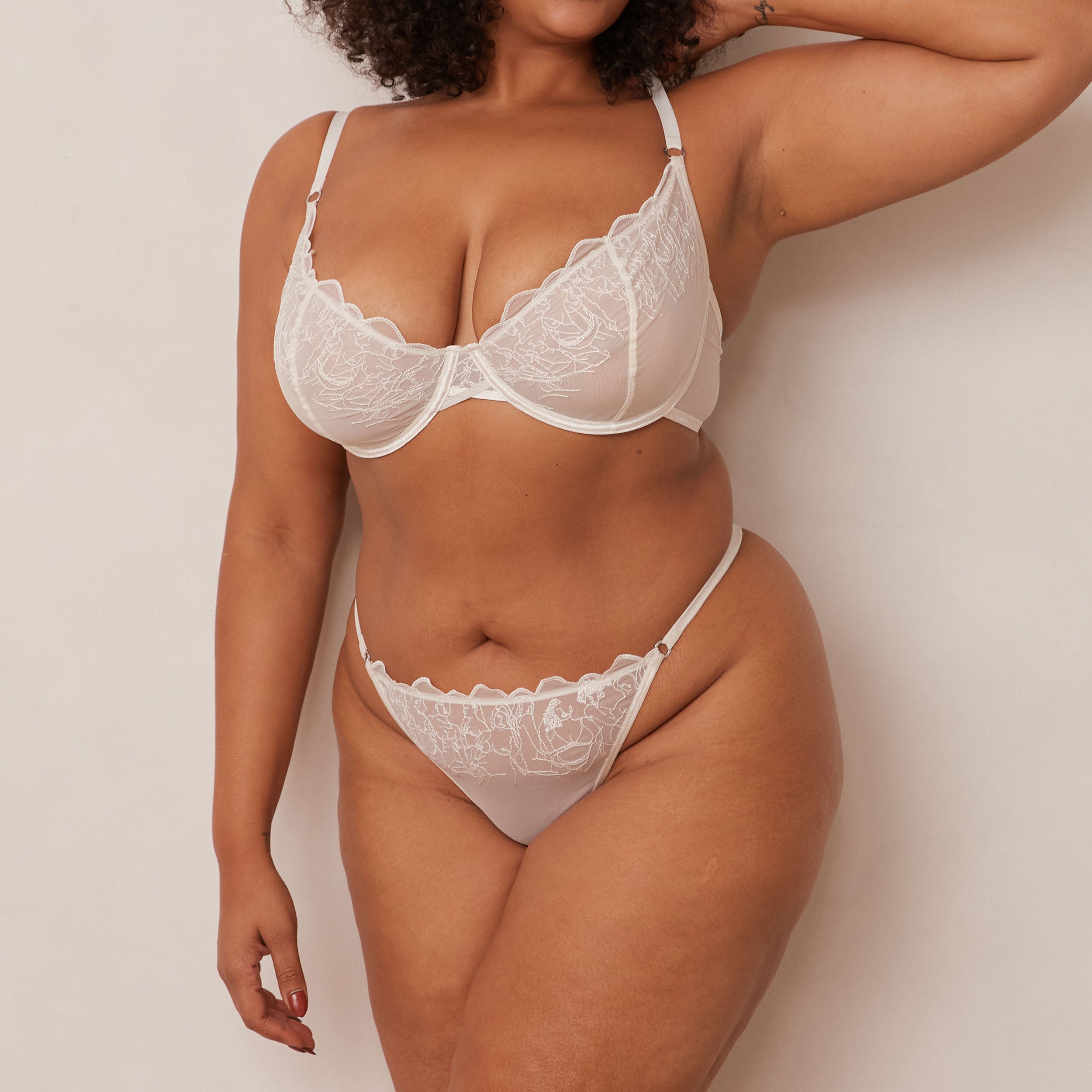 Illustration Balcony Bra | Courtney, 38F/XL (Thong)