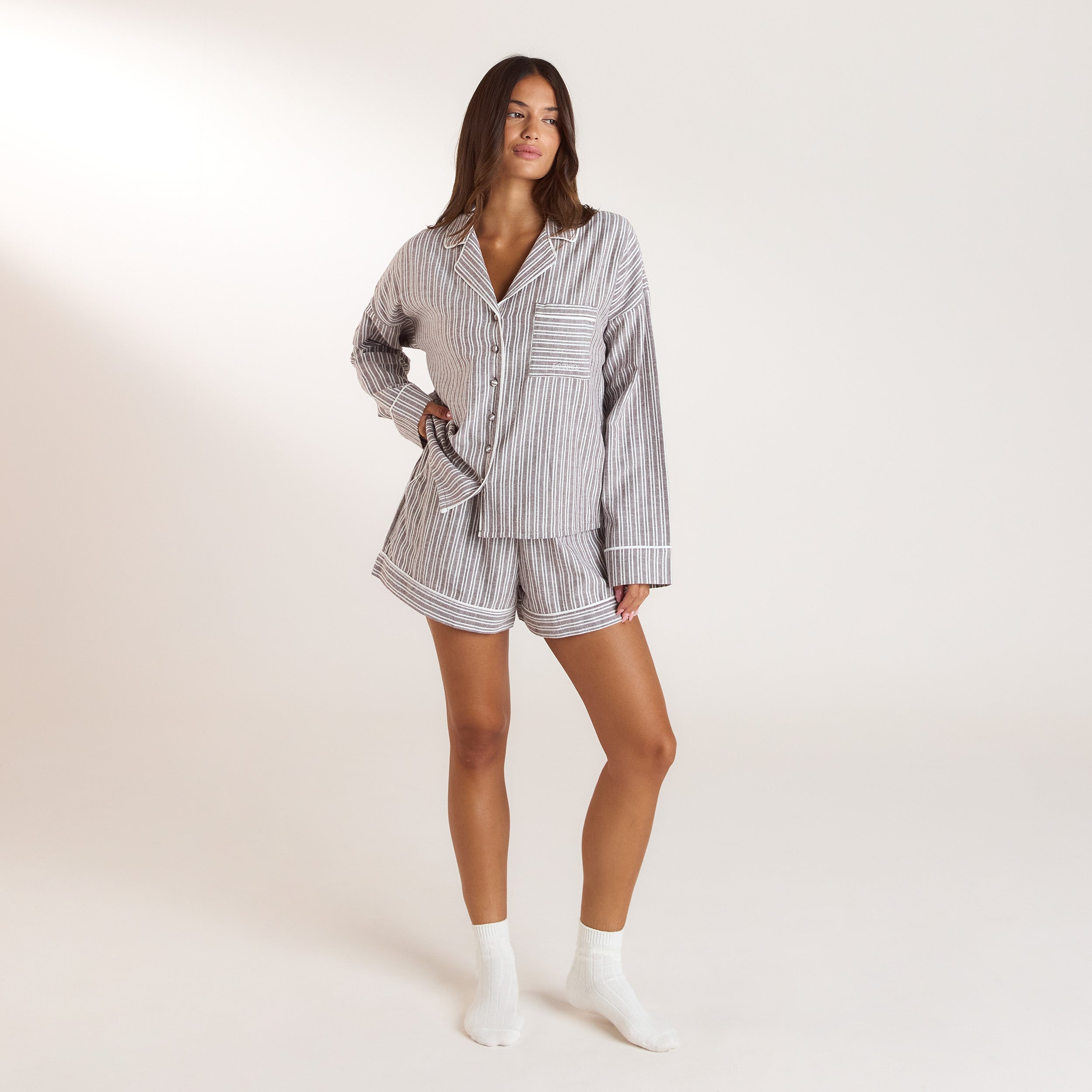 Stripe Pyjama Shirt | Stripe Pyjama Shirt - Chocolate