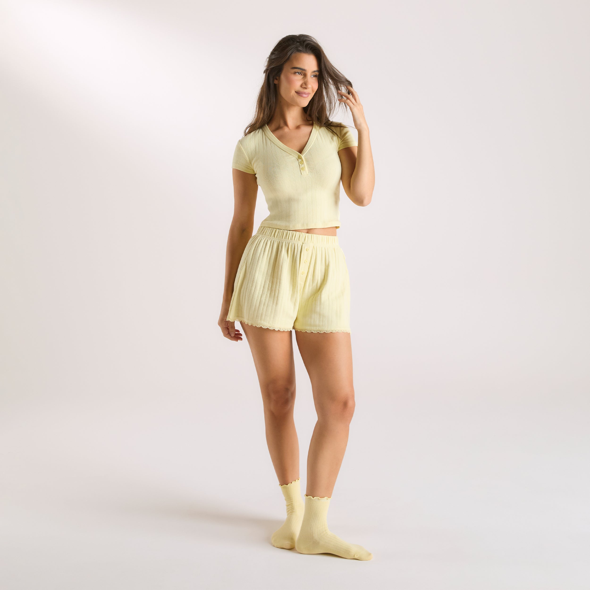 Pointelle Pyjama Shorts | Pointelle Pyjama Shorts - Buttercup Yellow