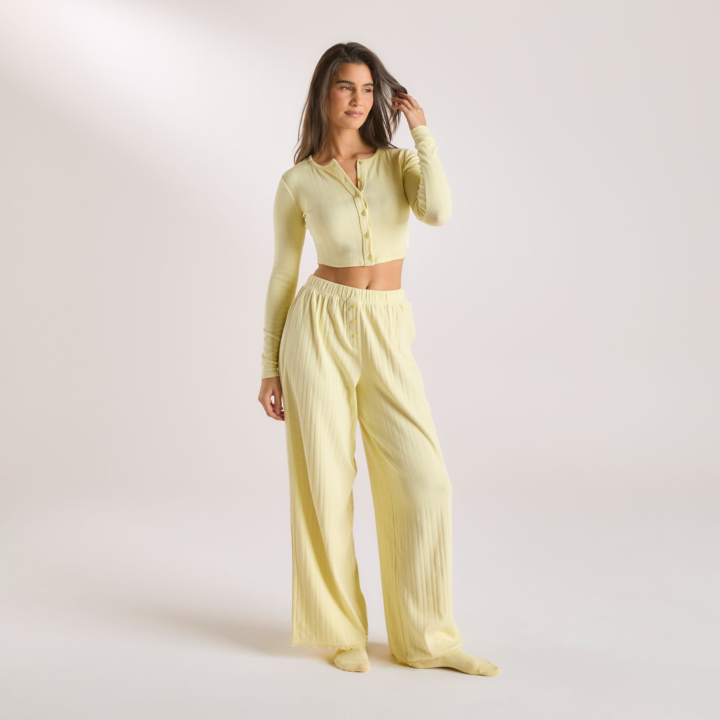 Pointelle Pyjama Bottoms | Pointelle Pyjama Bottoms - Buttercup Yellow