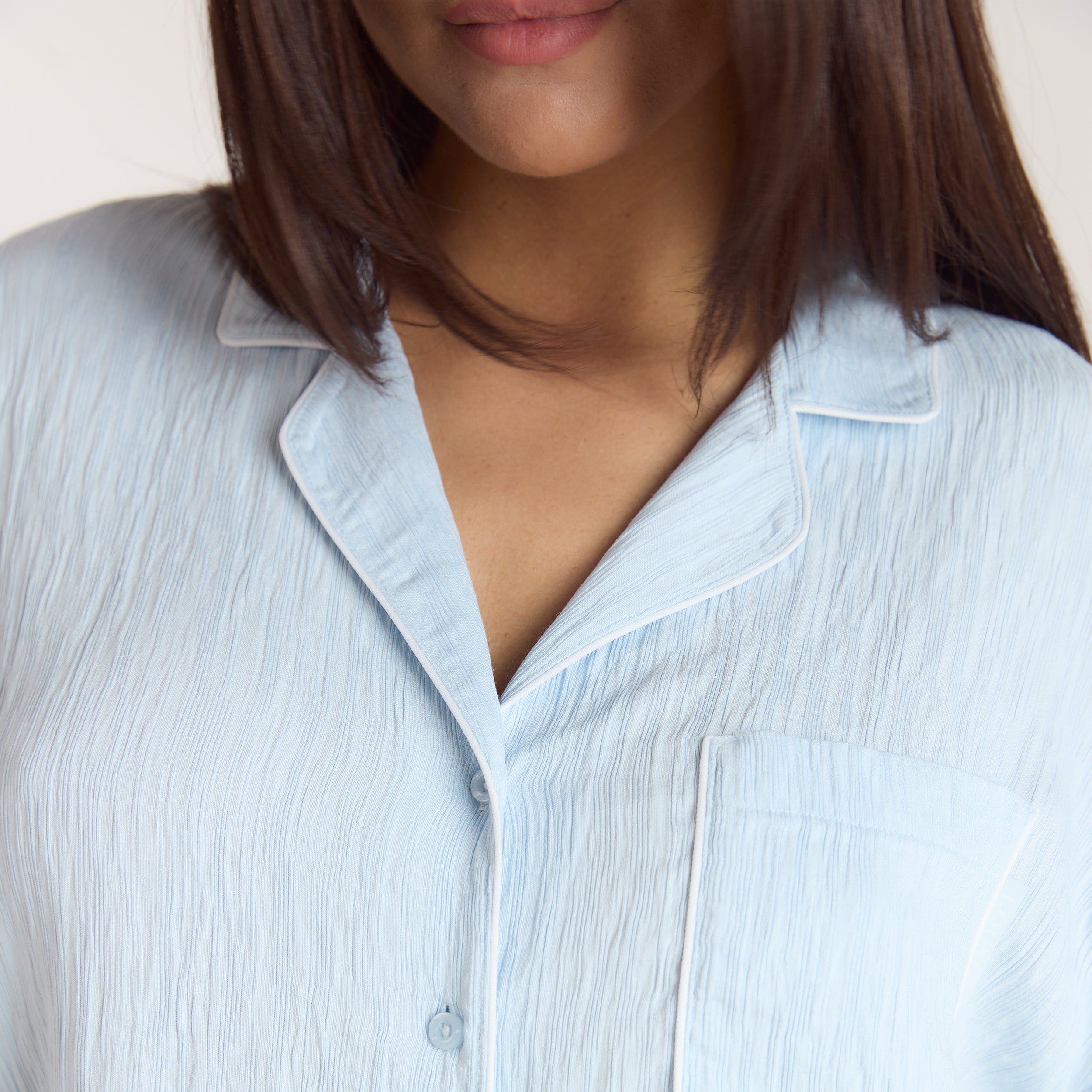 Crinkle Pyjama Shirt | Crinkle Pyjama Shirt - Blue