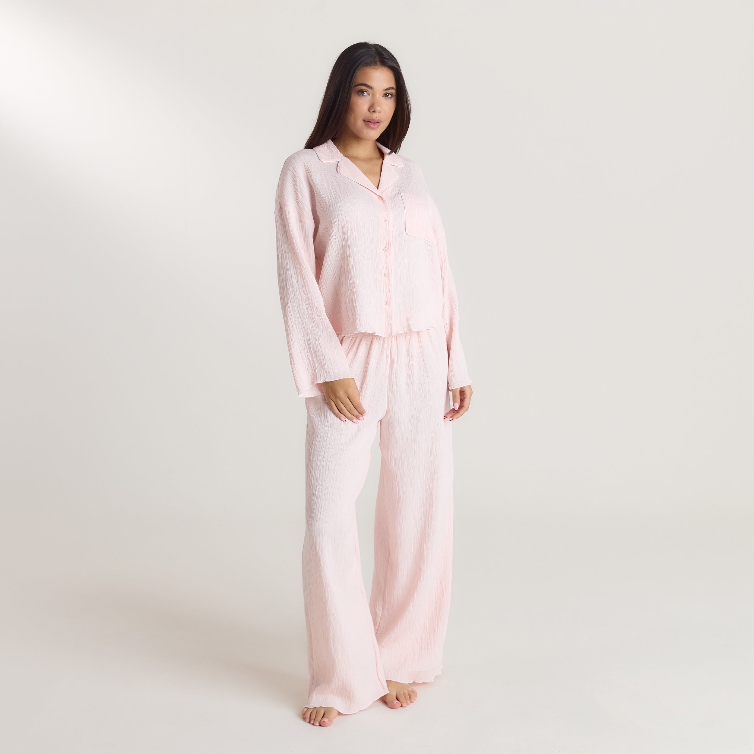 Crinkle Pyjama Shirt | Crinkle Pyjama Shirt - Pink