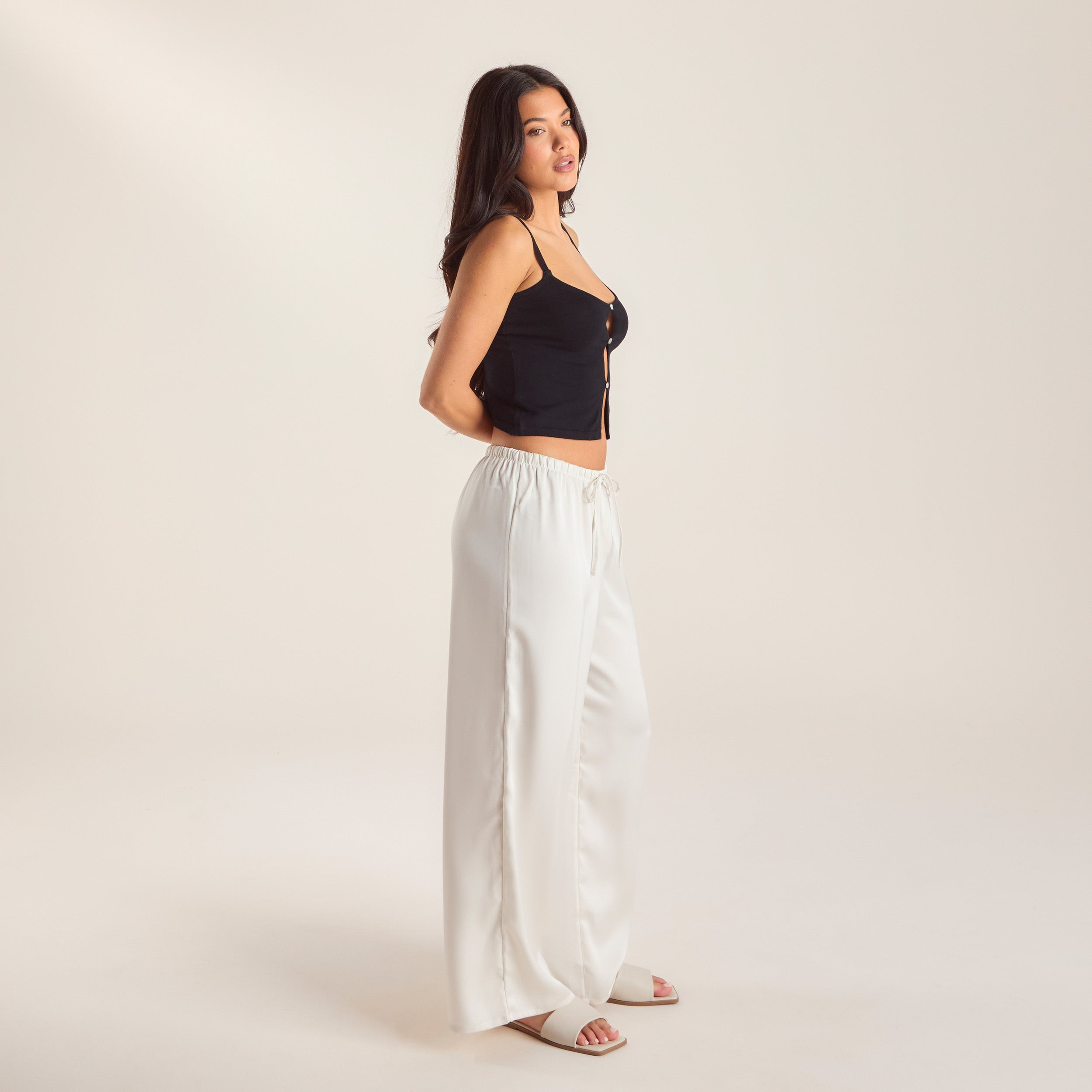 Satin Trousers | Satin Trousers - Off White