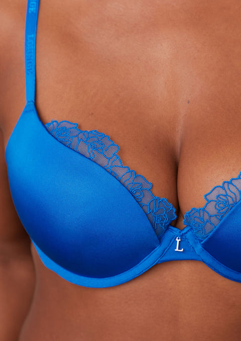 Buy Clovia Lightly Padded Non Wired Full Coverage Push-Up Bra - Blue at  Rs.588 online