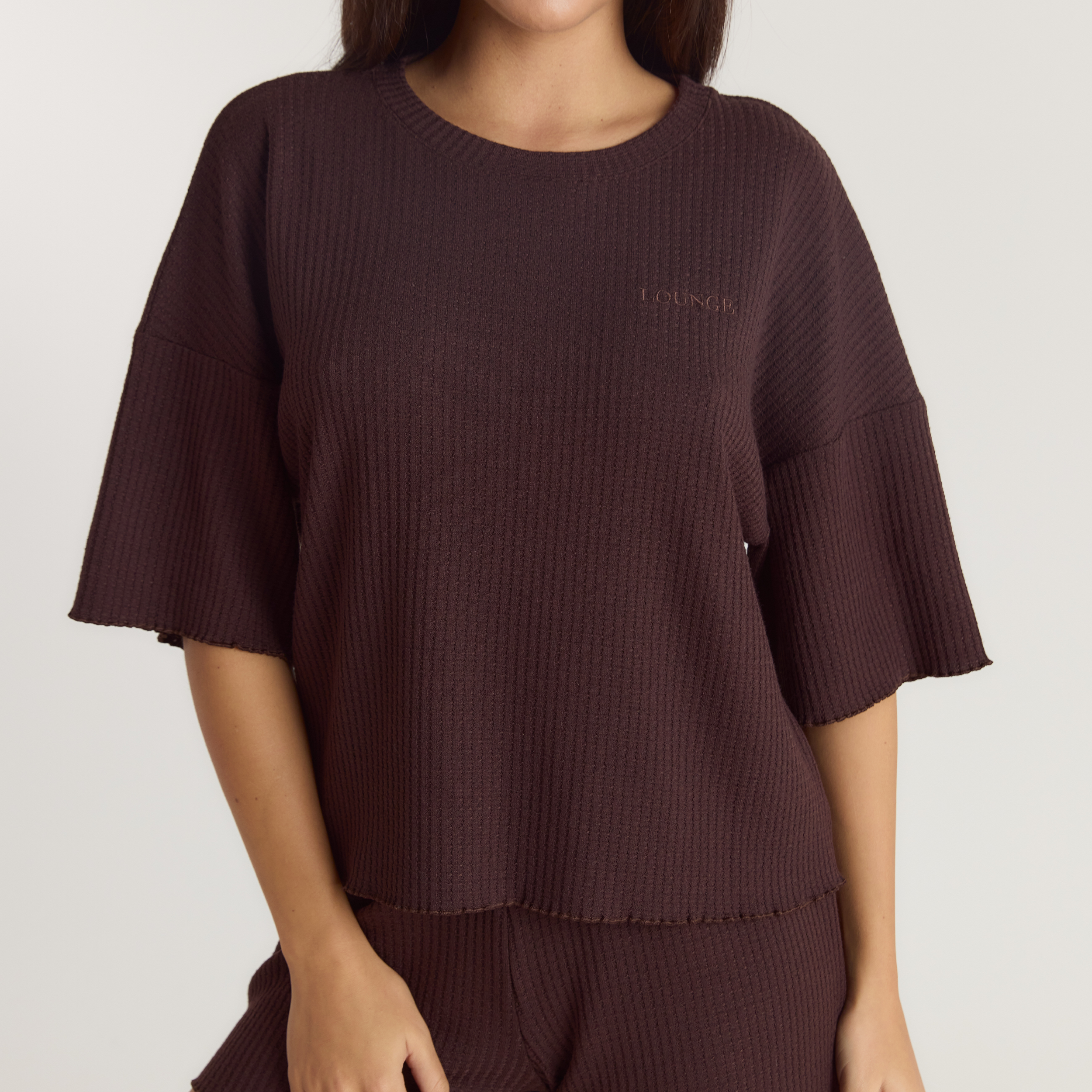 Soft Waffle Pyjama Top | Soft Waffle Pyjama Top - Dark Chocolate