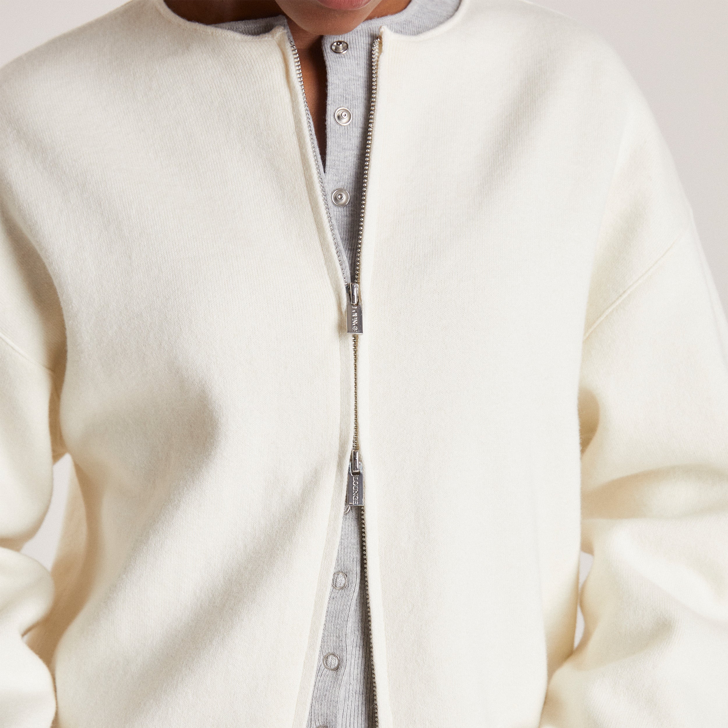 Zip-Up Cardigan | Zip-Up Cardigan - Creme