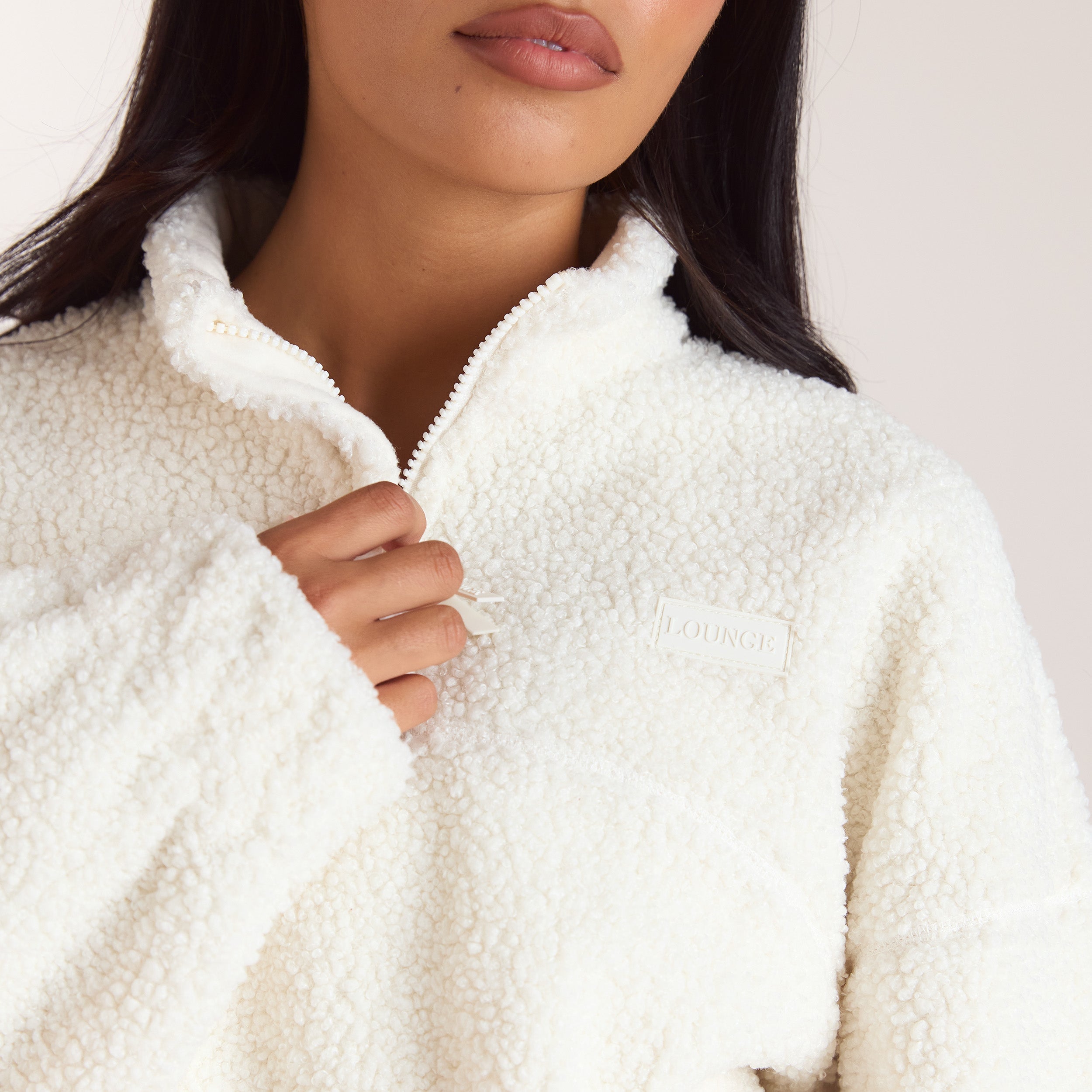 Funnel-Neck Borg Fleece | Funnel-Neck Borg Fleece - Cream