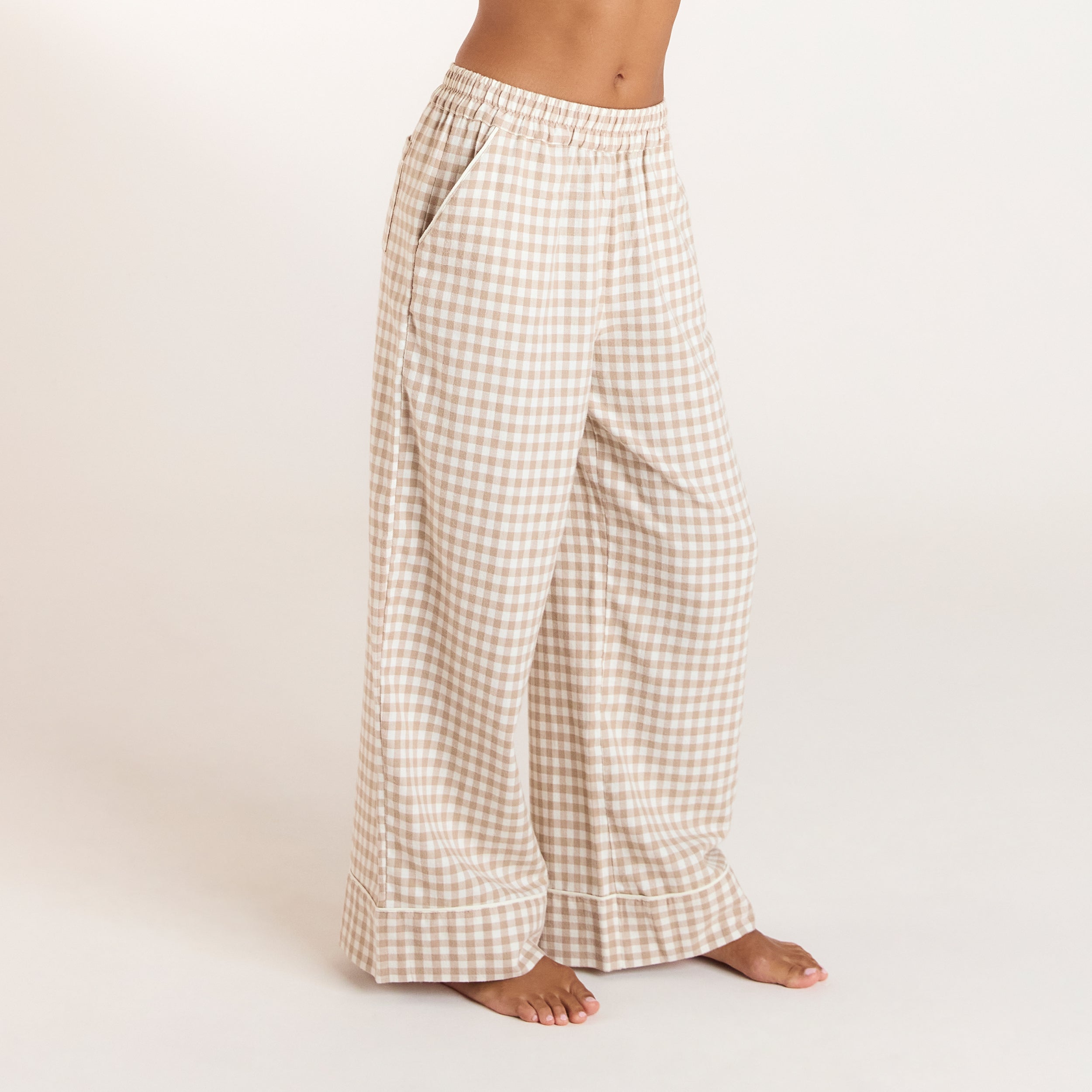 Gingham Pyjama Bottoms - Beige