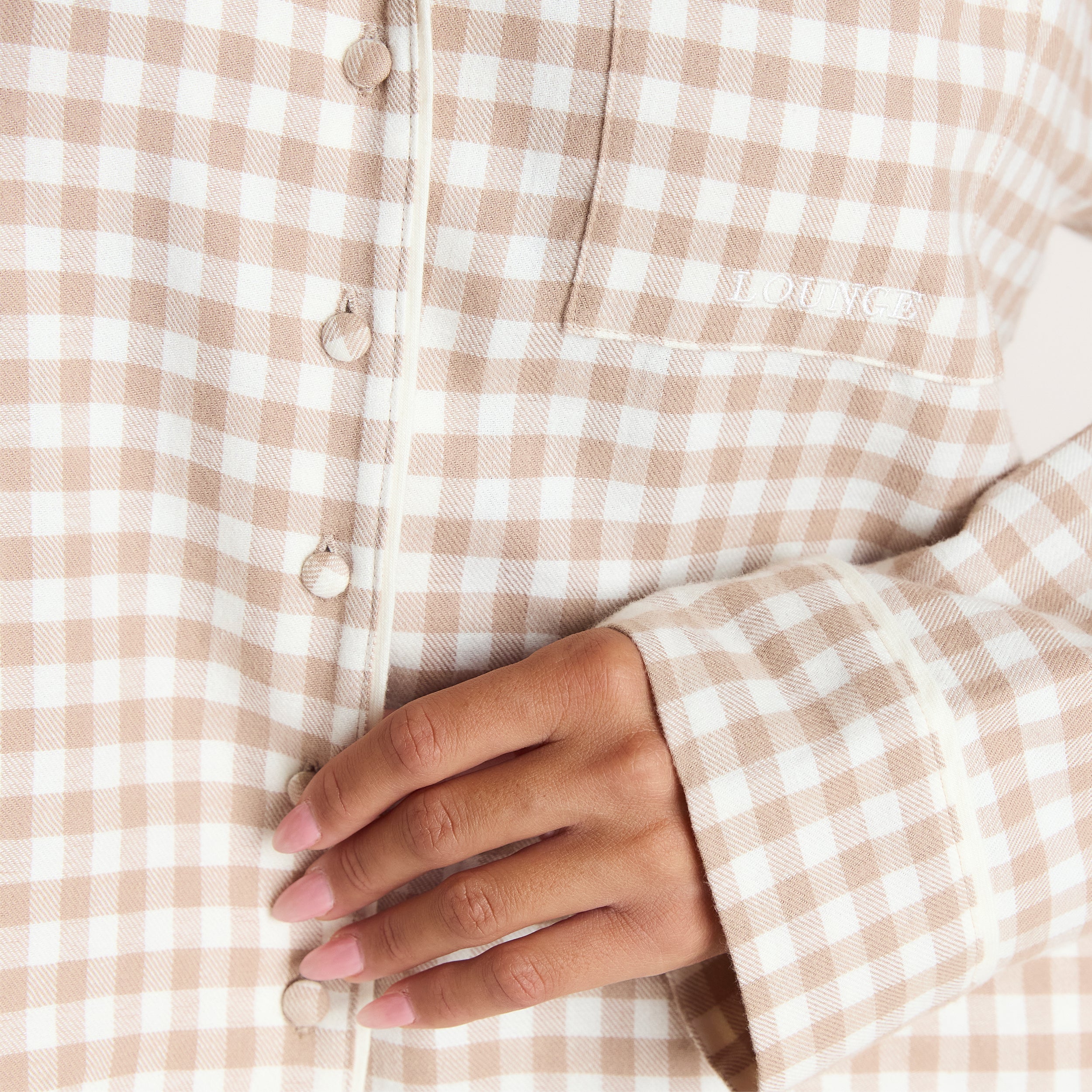 Gingham Pyjama Shirt | Gingham Pyjama Shirt - Beige