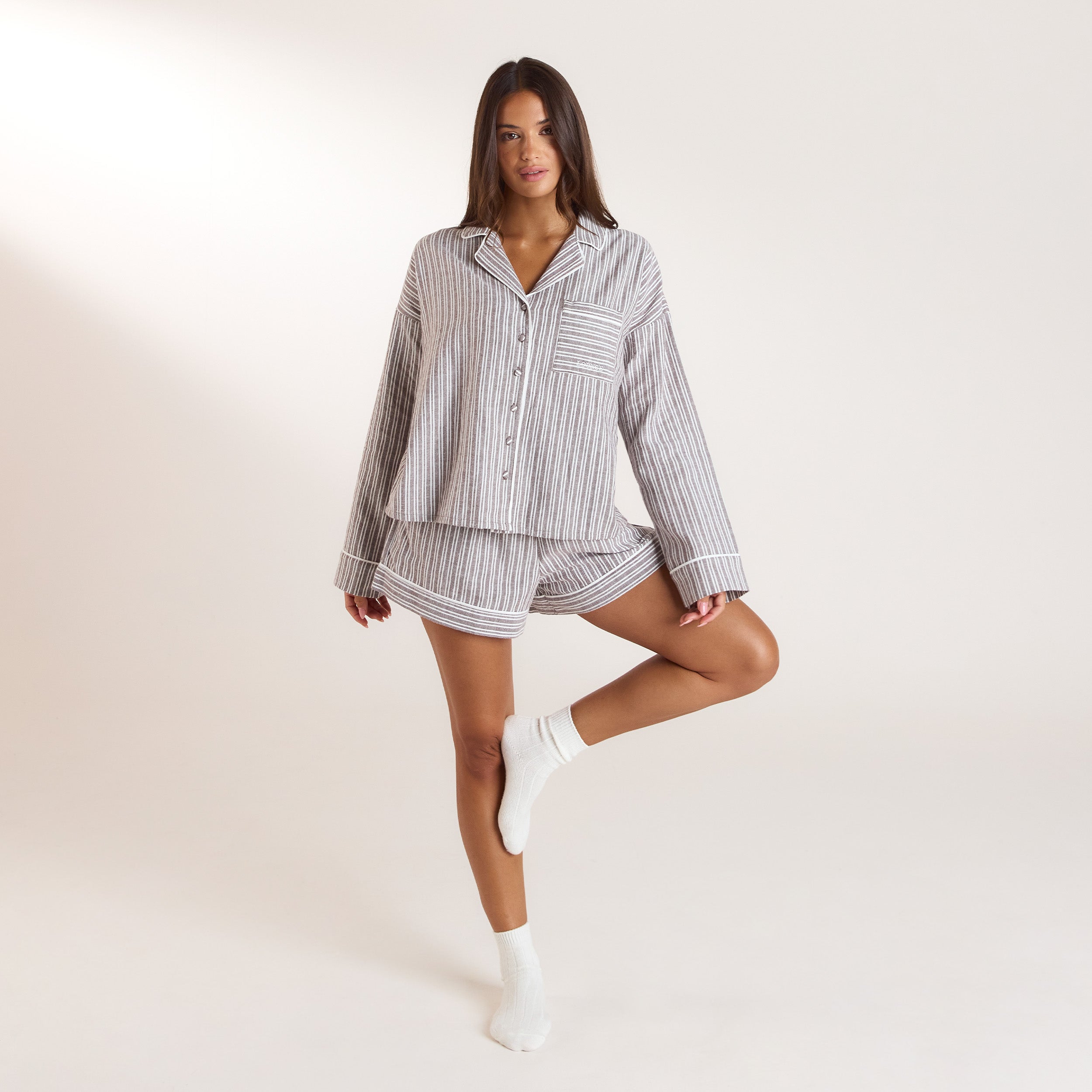 Stripe Pyjama Shorts | Stripe Pyjama Shorts - Chocolate