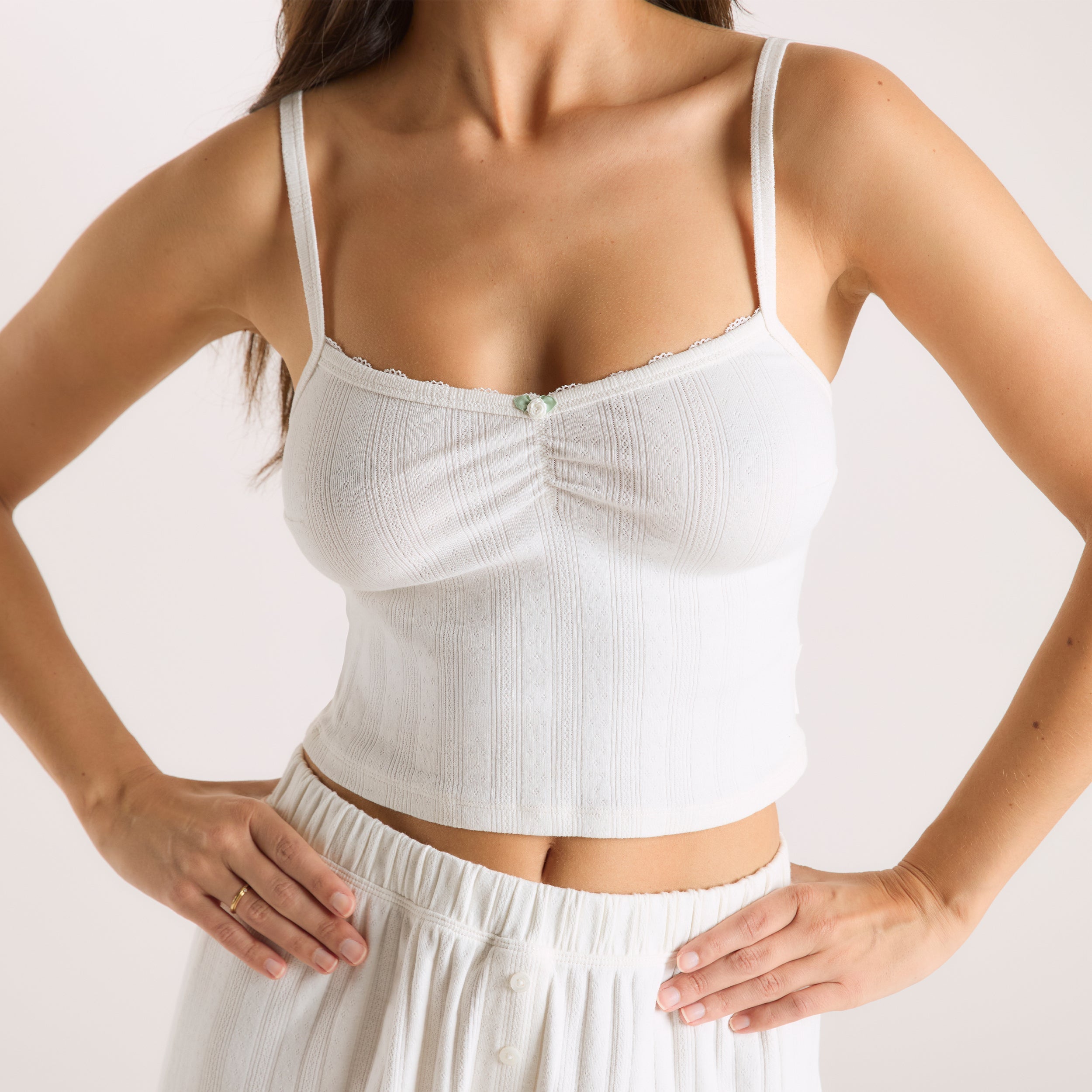 Pointelle Cami Pyjama Top | Pointelle Cami Pyjama Top - Cream