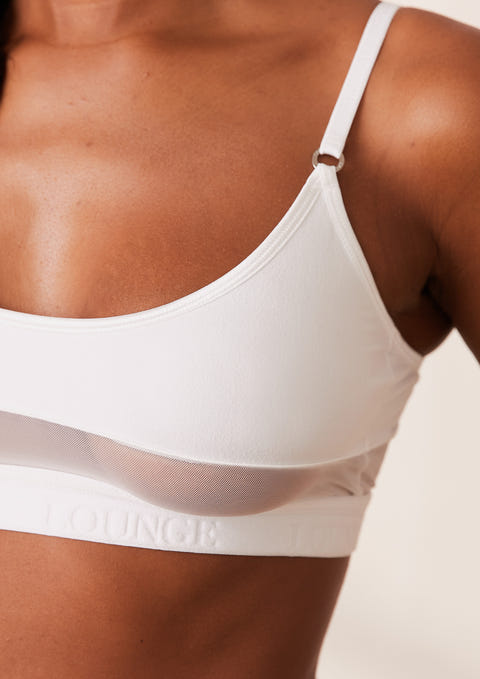 Mesh Bra & Thong/Briefs Set - White – Lounge Underwear