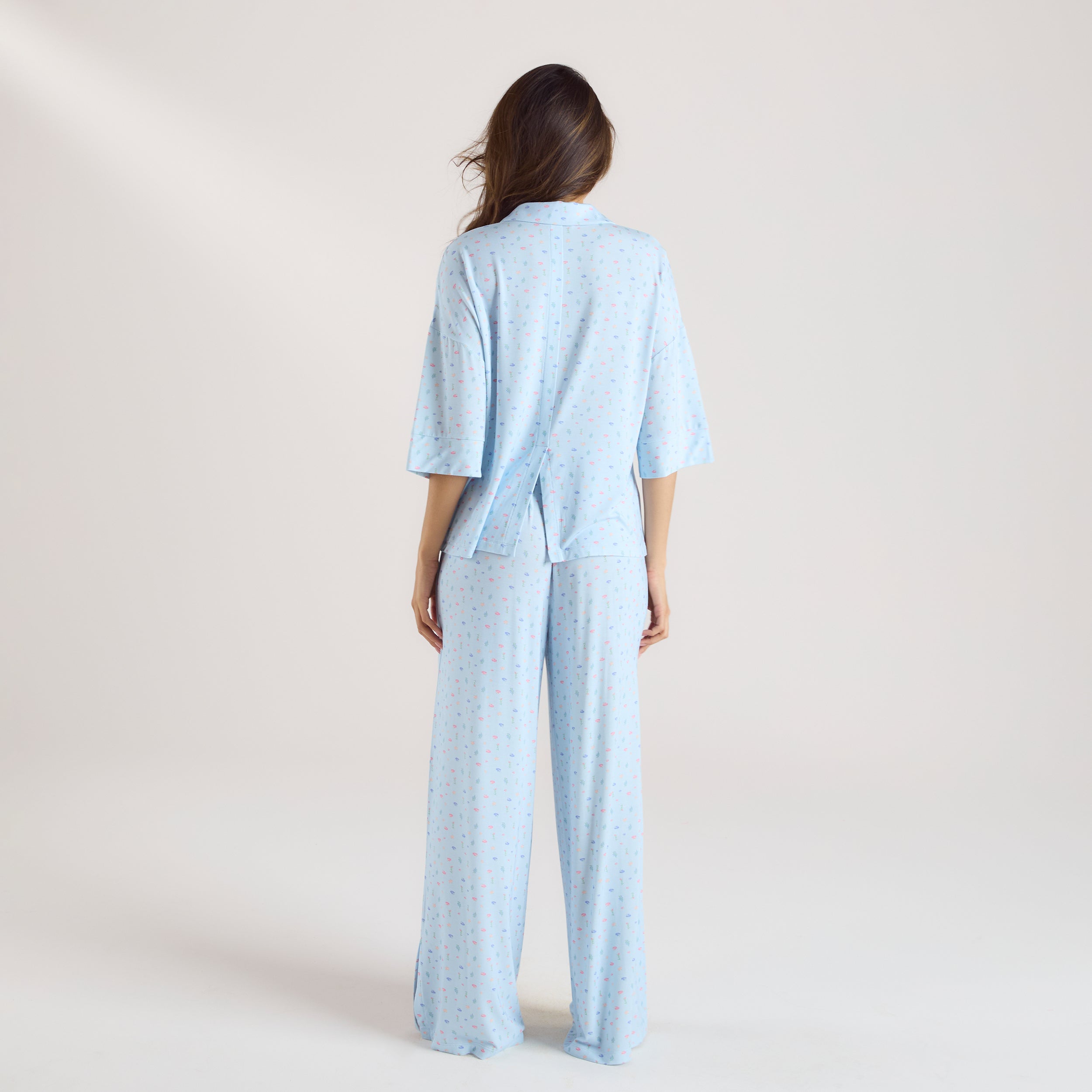 Modal Short Sleeve Pyjama Shirt | Modal Short Sleeve Pyjama Shirt - Blue Floral