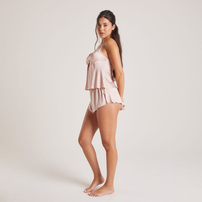 Mini Satin Pyjama Shorts Blush - Main Image