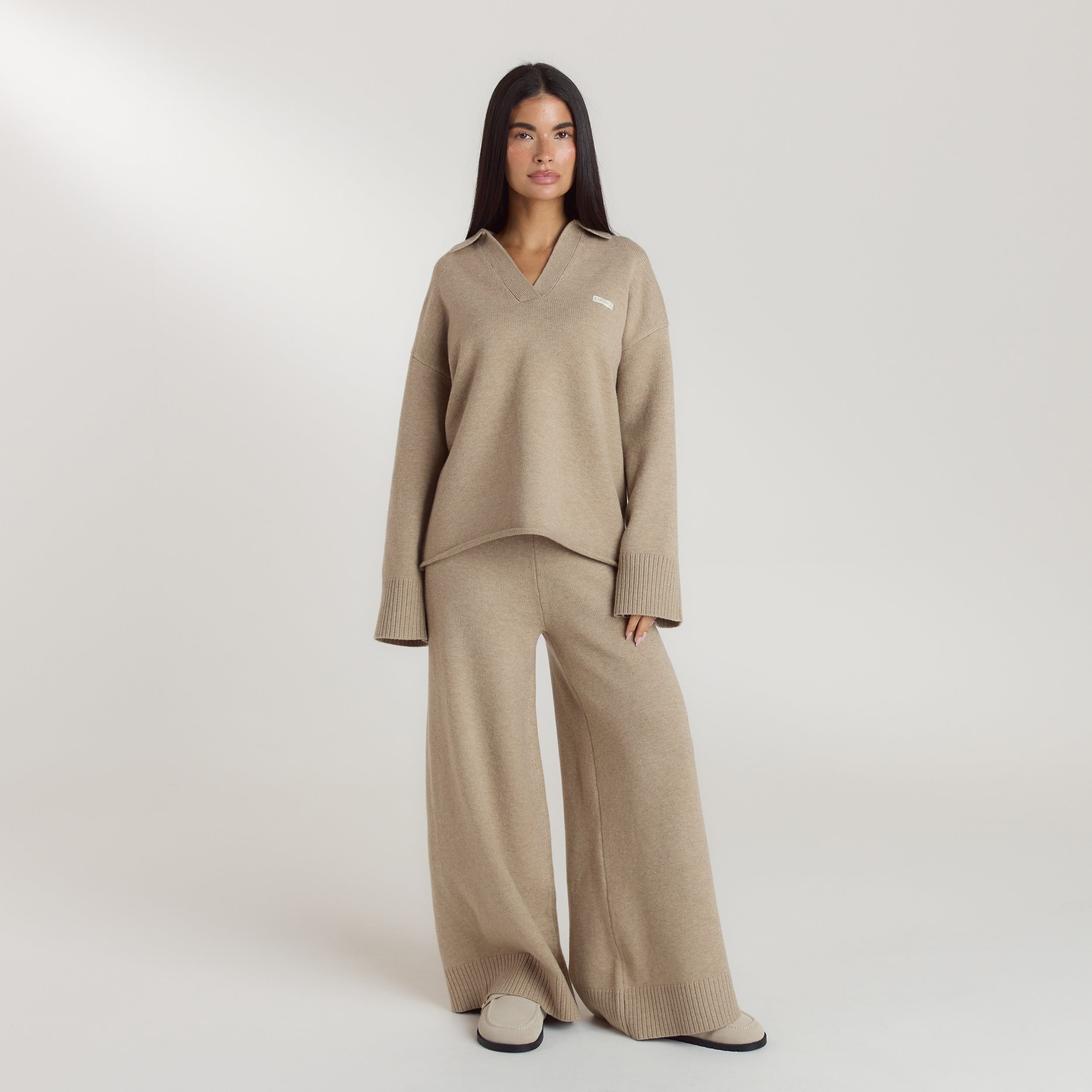 Ribbed Hem Knitted Trousers | Ribbed Hem Knitted Trousers - Mink
