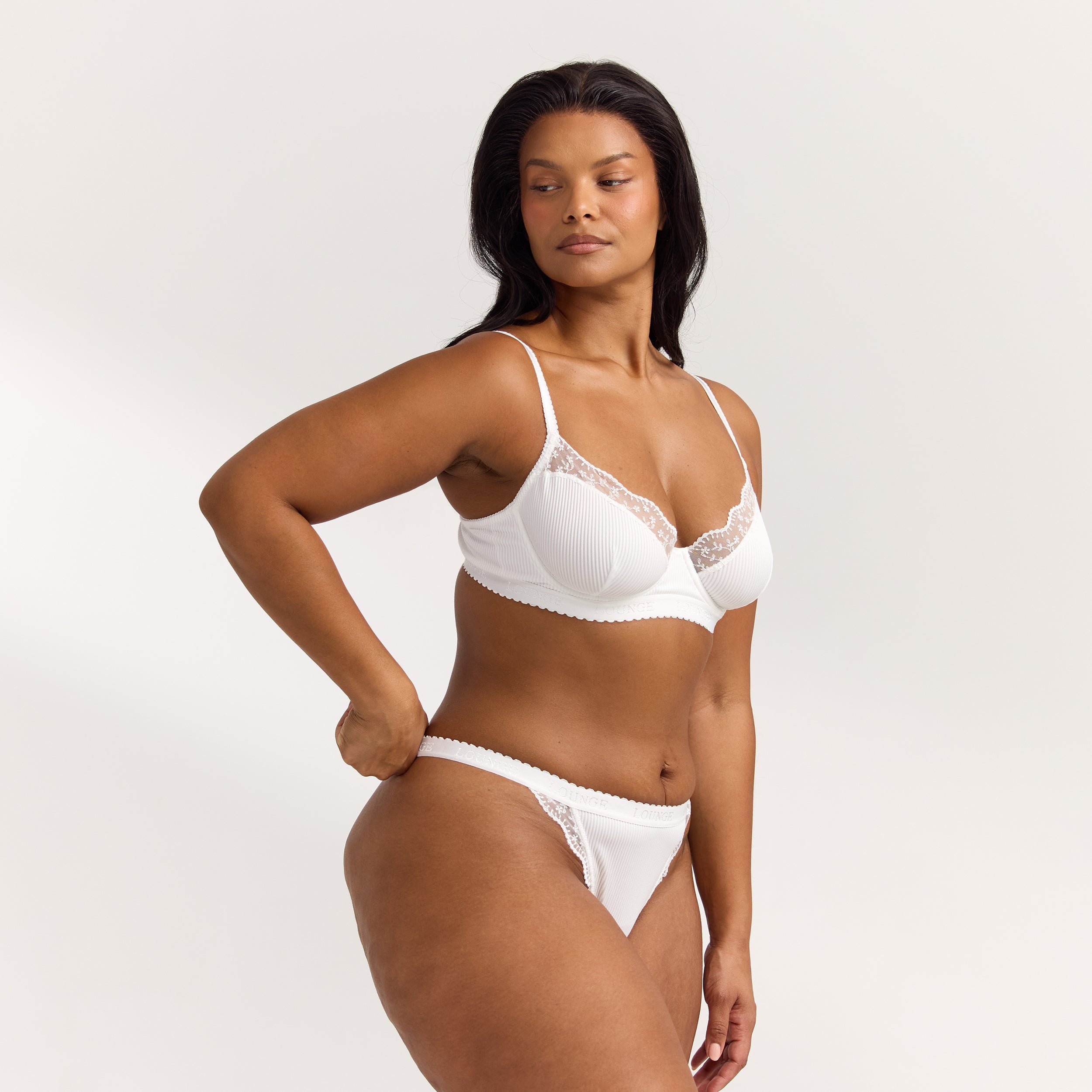 Ribbed Balcony Bra | Ribbed Balcony Bra - White