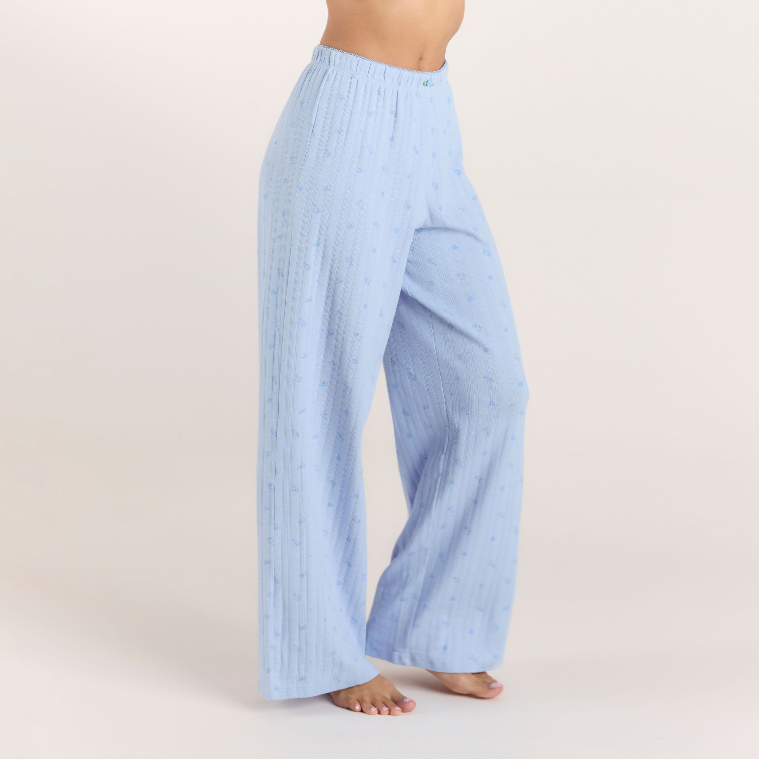 Pointelle Pyjama Bottoms | Pointelle Pyjama Bottoms - Blue Floral
