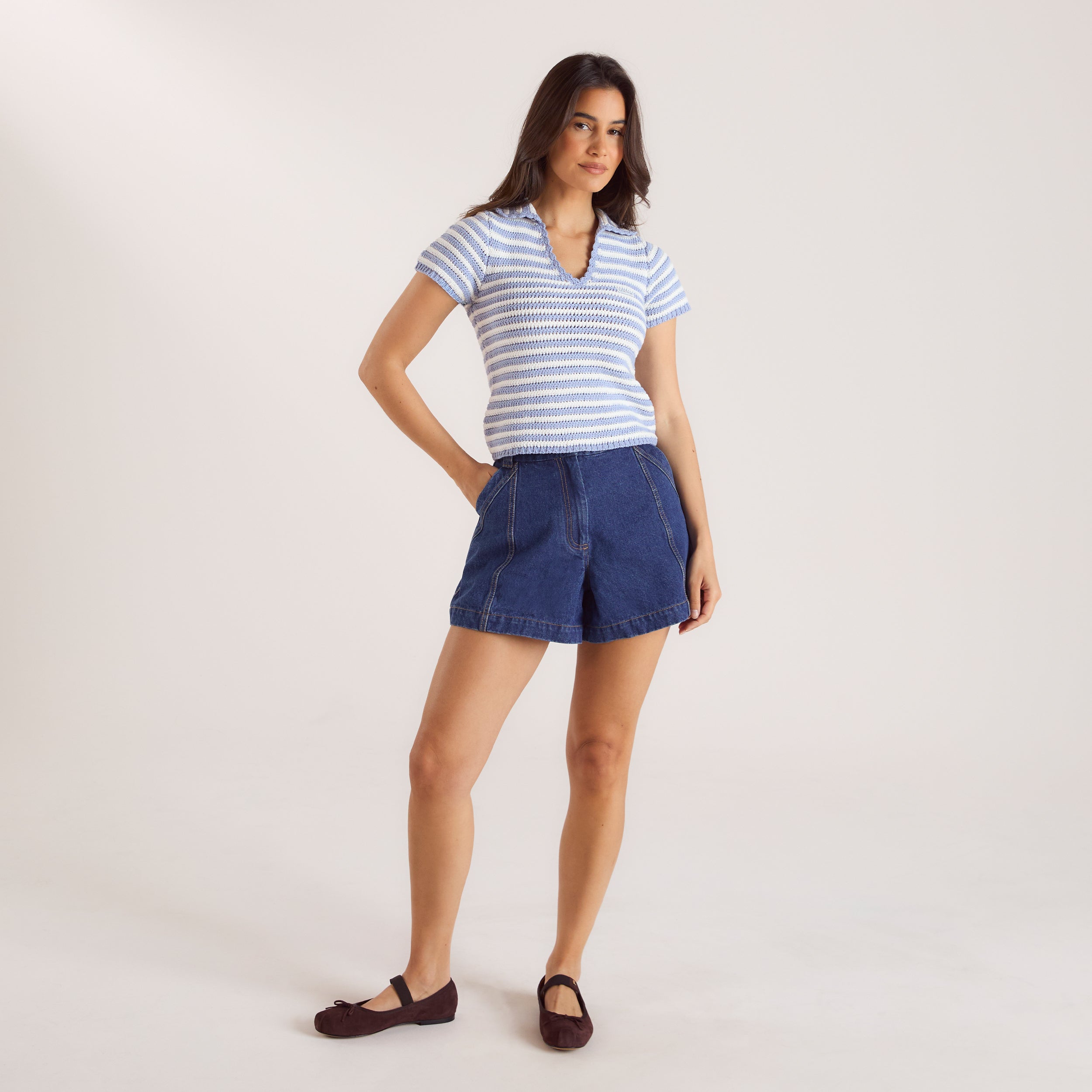 Wide-Hem Denim Shorts | Wide-Hem Denim Shorts - Blue