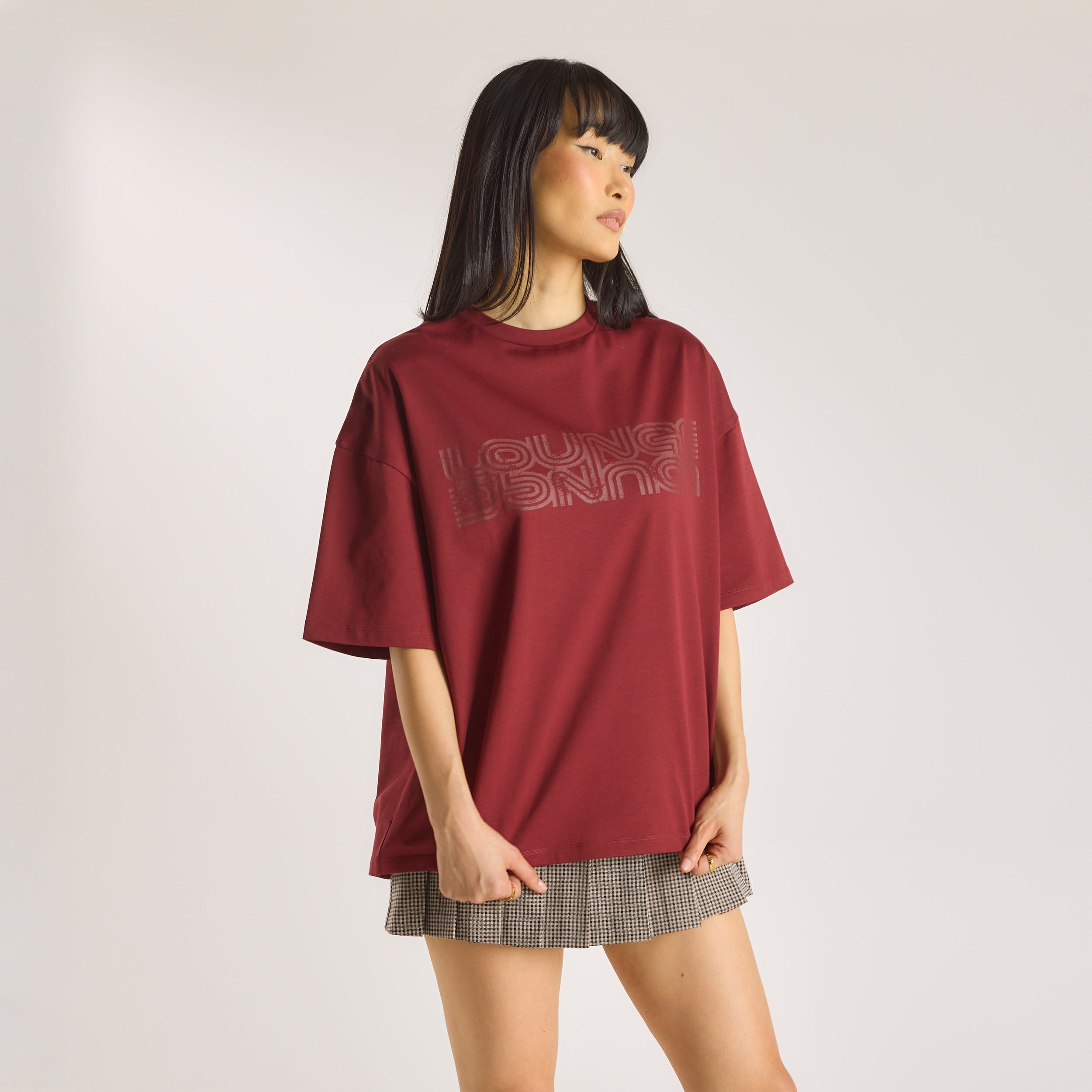 Oversized Graphic Tee  | Oversized Graphic Tee - Burgundy