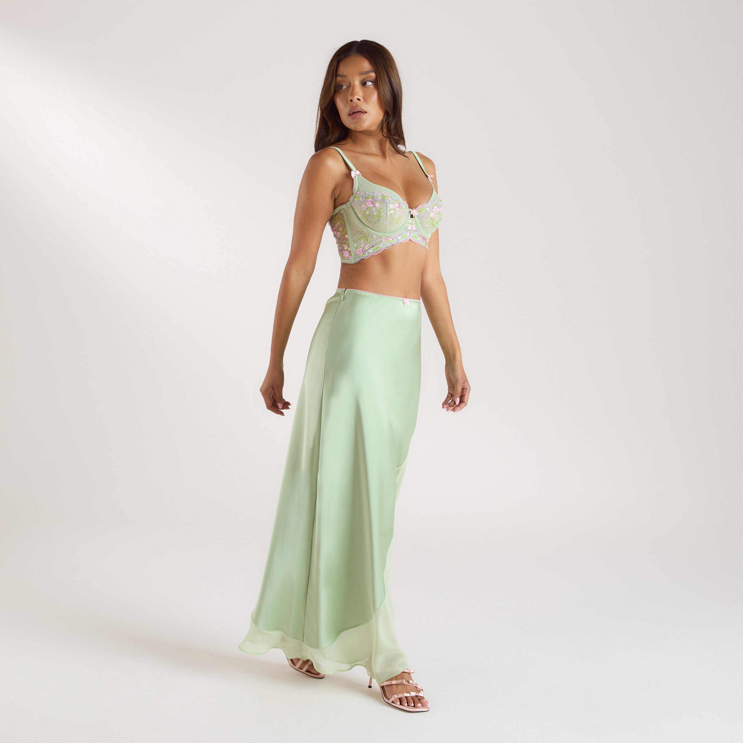 Elyssia Longline Bra & Skirt | Elyssia Longline Bra (Set) - Green