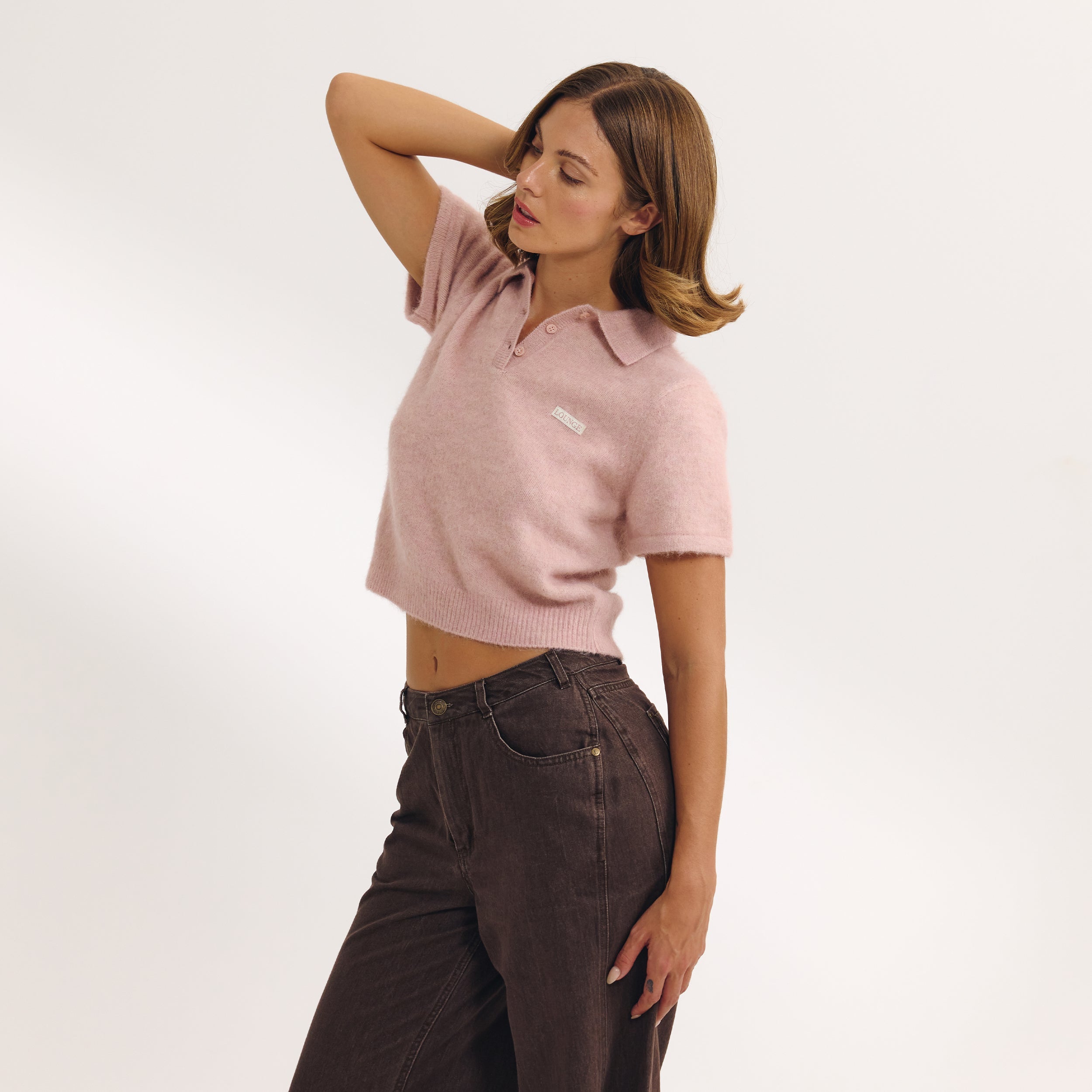 Knitted Polo Top | Knitted Polo Top - Pink