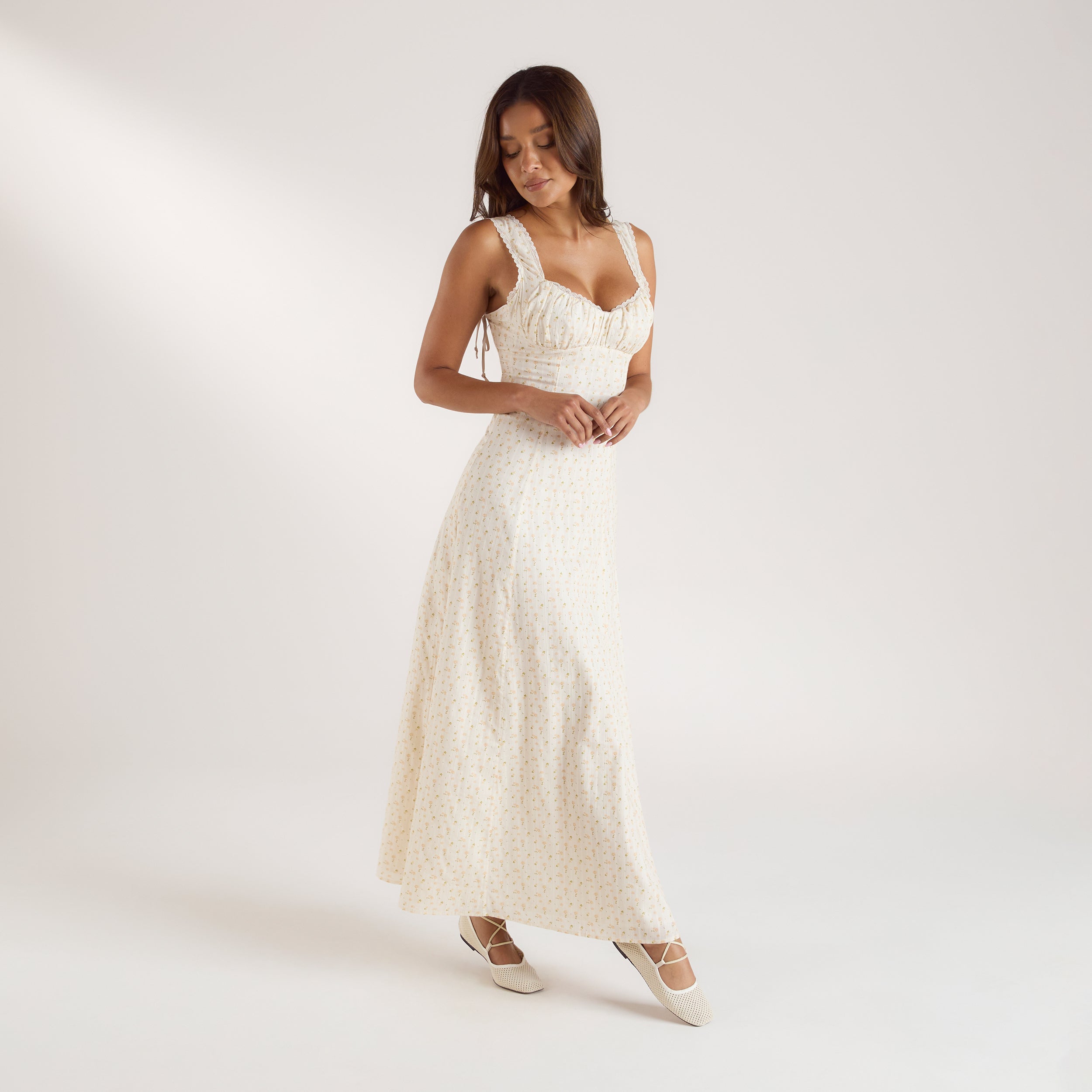 Corset Back Maxi Dress | Corset Back Maxi Dress - Peach Floral