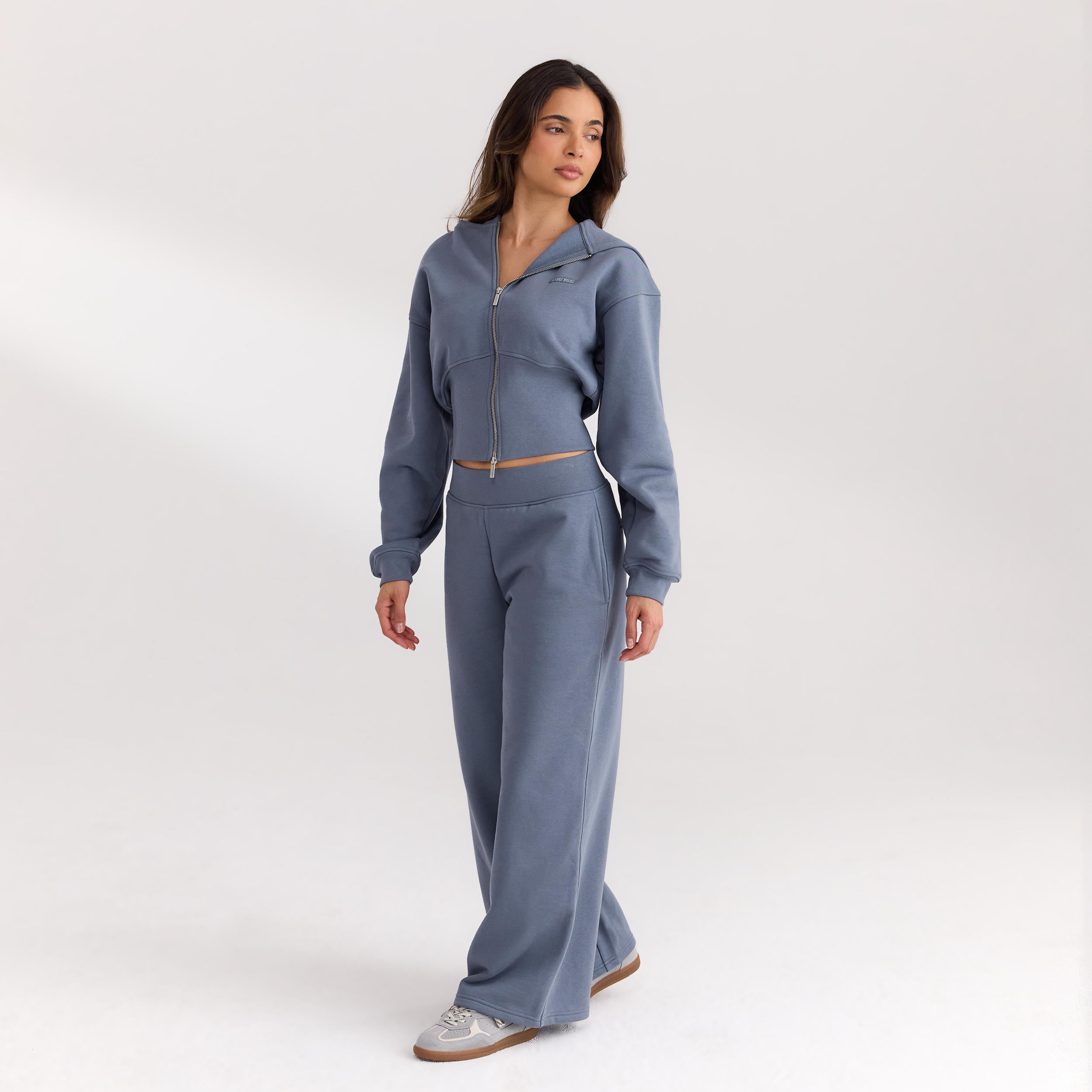 Fitted-Waist Zip-Up Hoodie | Fitted-Waist Zip-Up Hoodie - Slate Blue