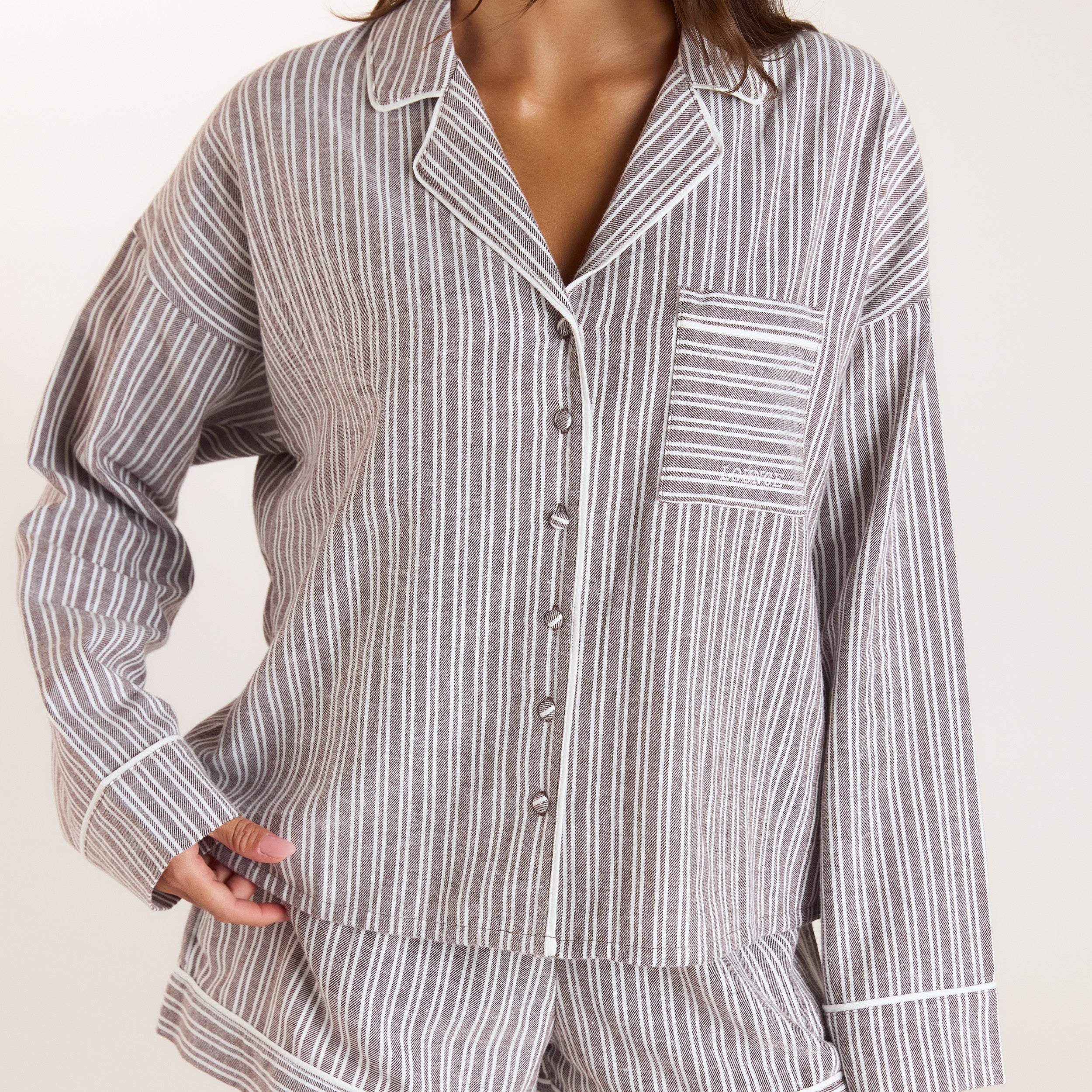 Stripe Pyjama Shirt | Stripe Pyjama Shirt - Chocolate