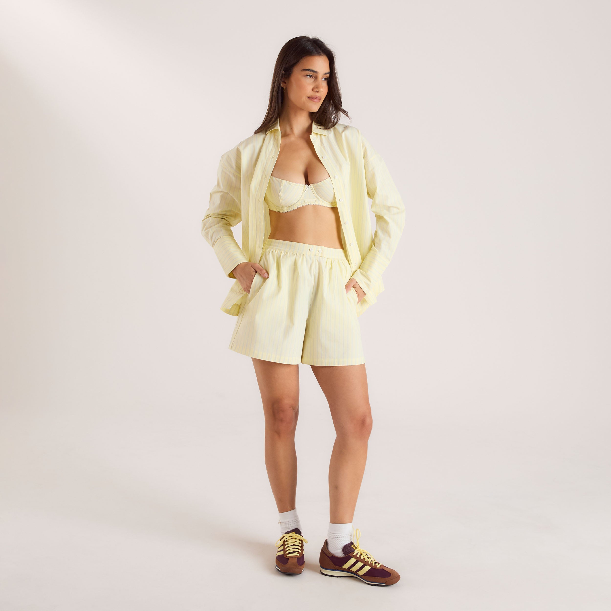 Oversized Striped Cotton Shirt | Oversized Striped Cotton Shirt - Yellow