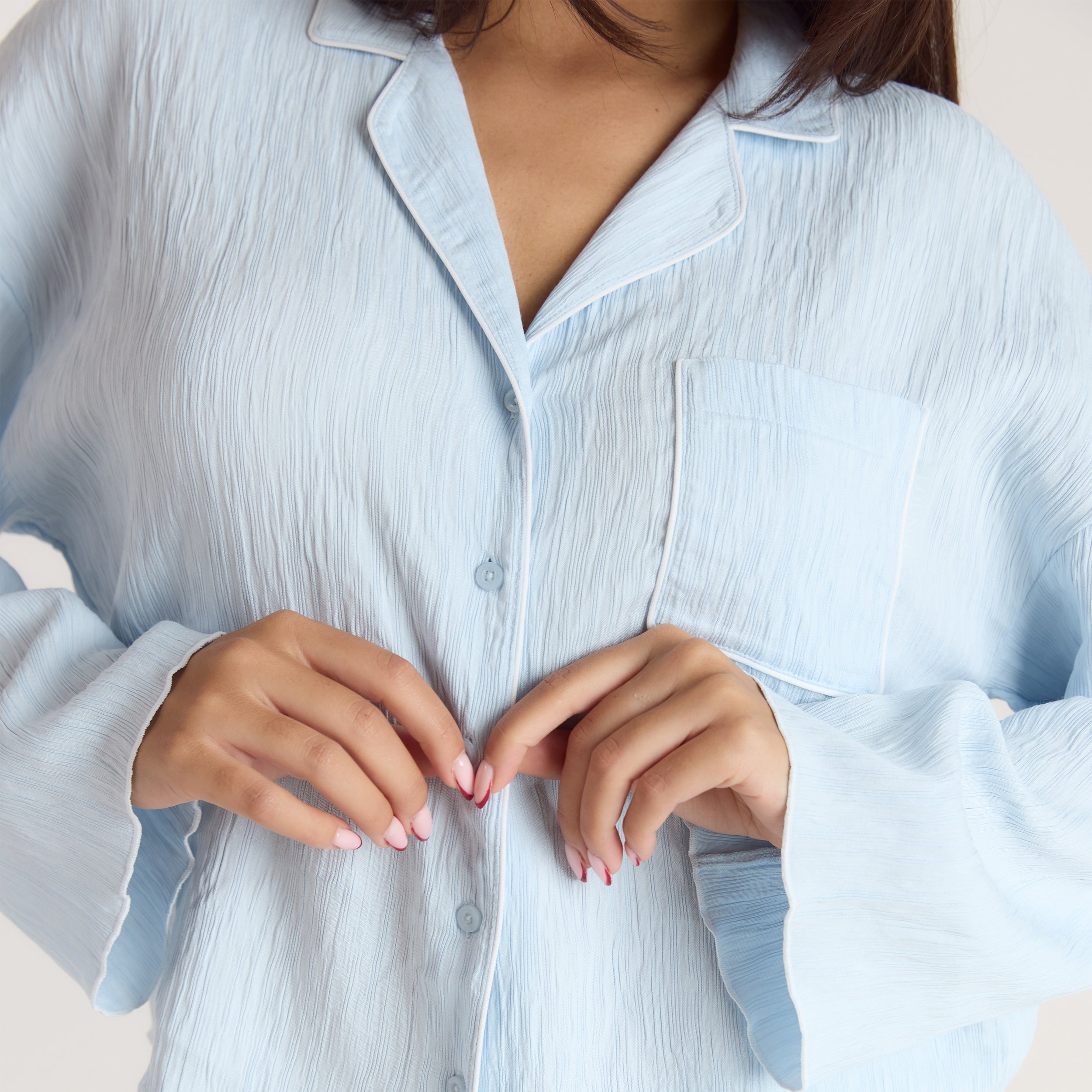 Crinkle Pyjama Shirt | Crinkle Pyjama Shirt - Blue