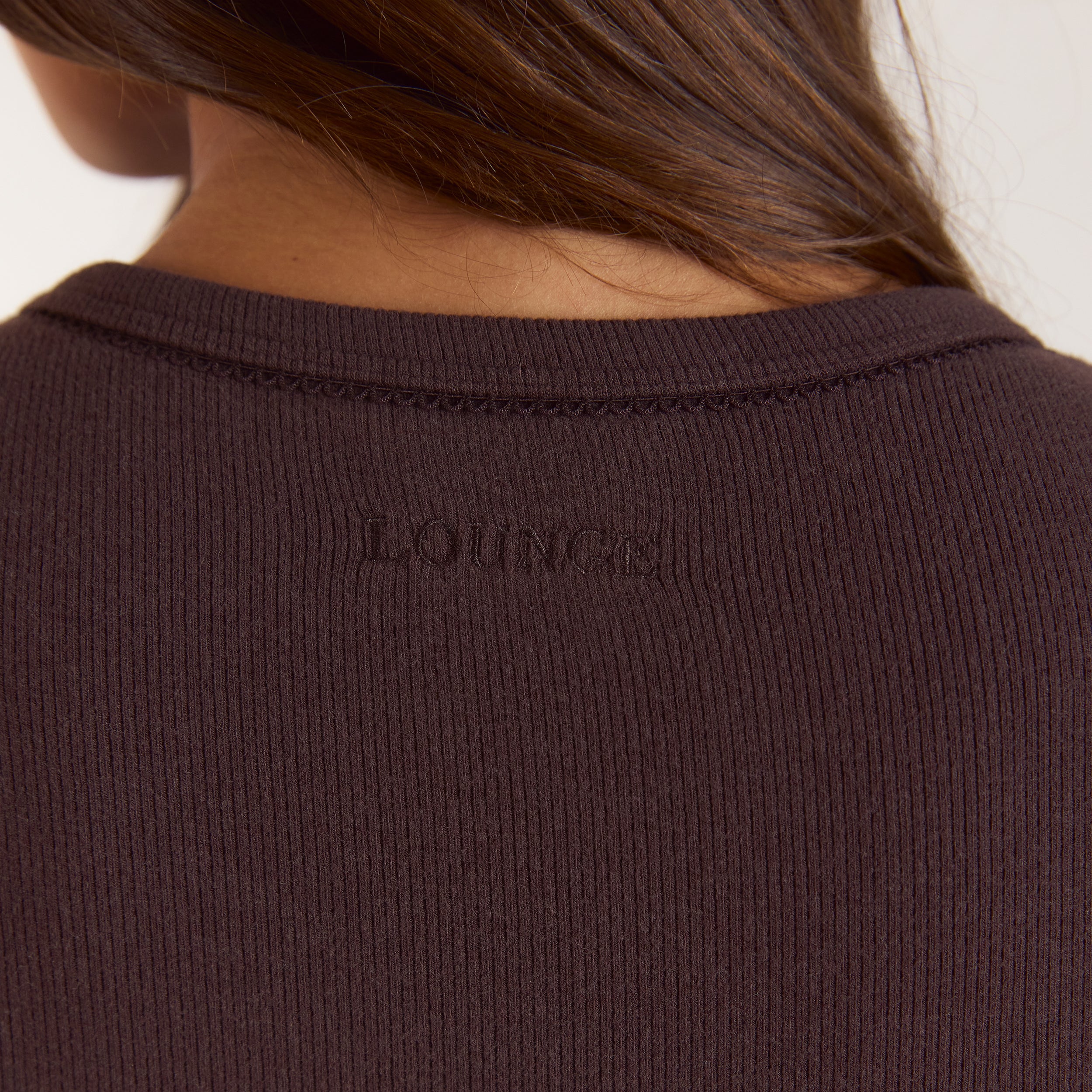 Ribbed Short-Sleeve Pyjama Top | Ribbed Short-Sleeve Pyjama Top - Dark Chocolate