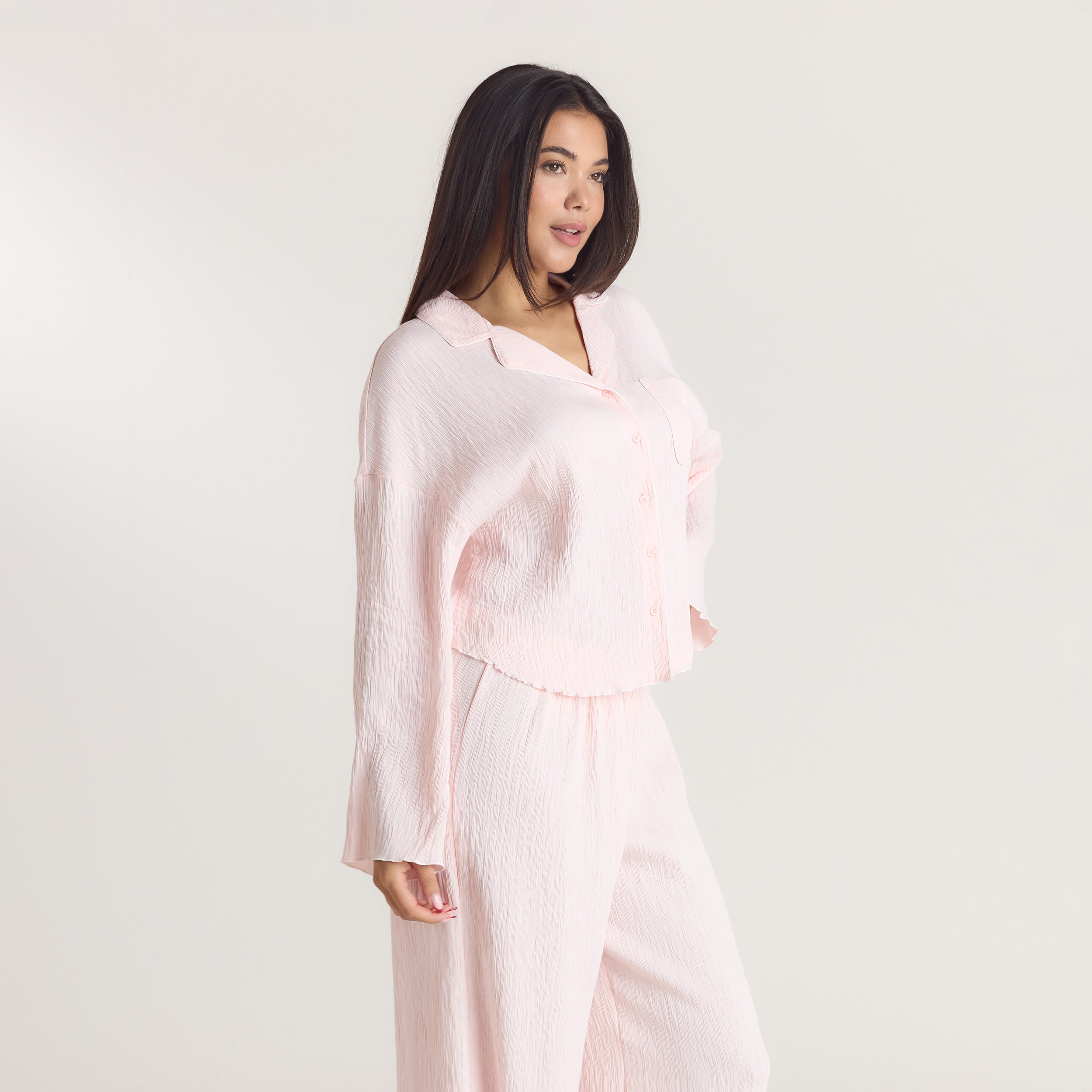 Crinkle Pyjama Shirt | Crinkle Pyjama Shirt - Pink
