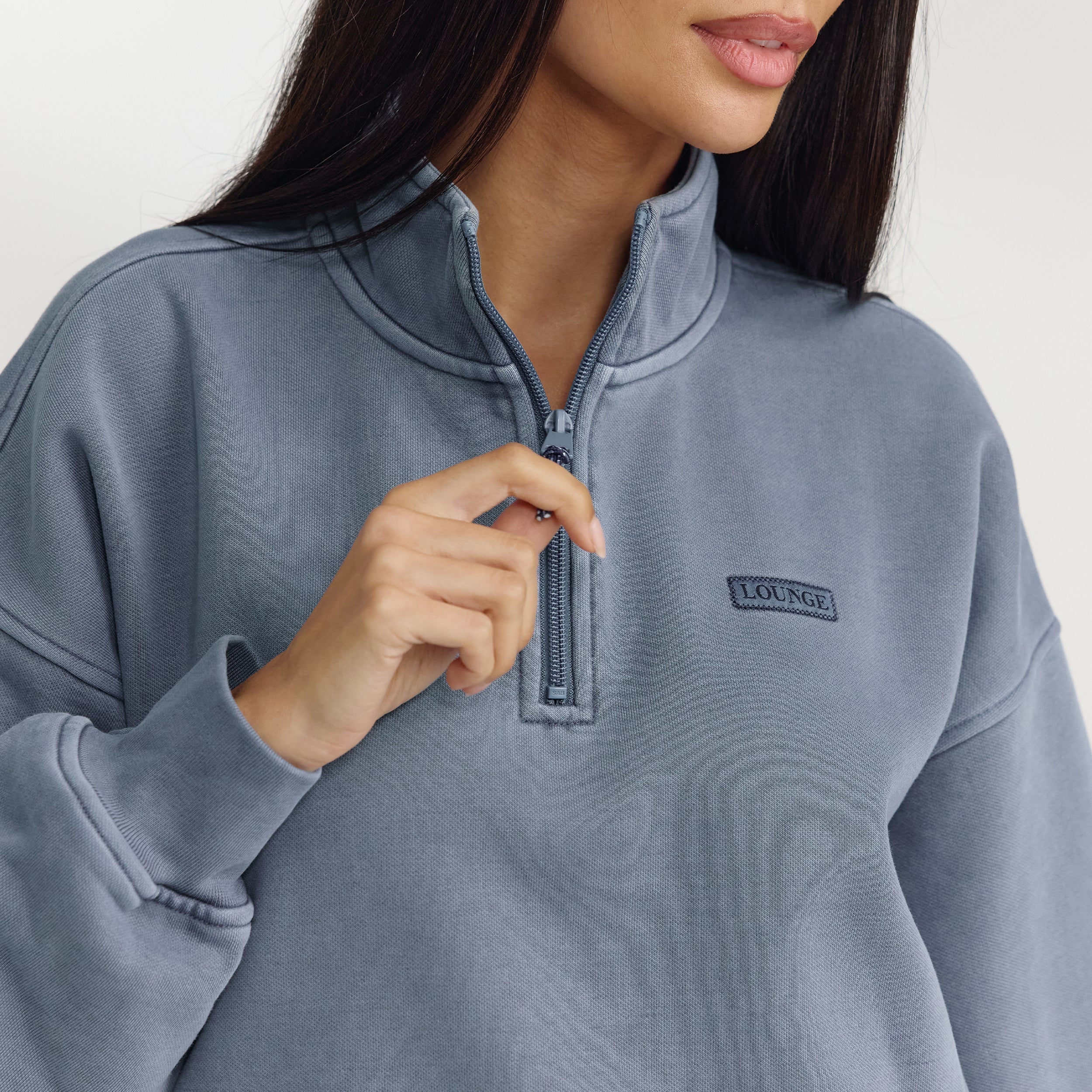 Quarter-Zip Jumper - Washed Blue