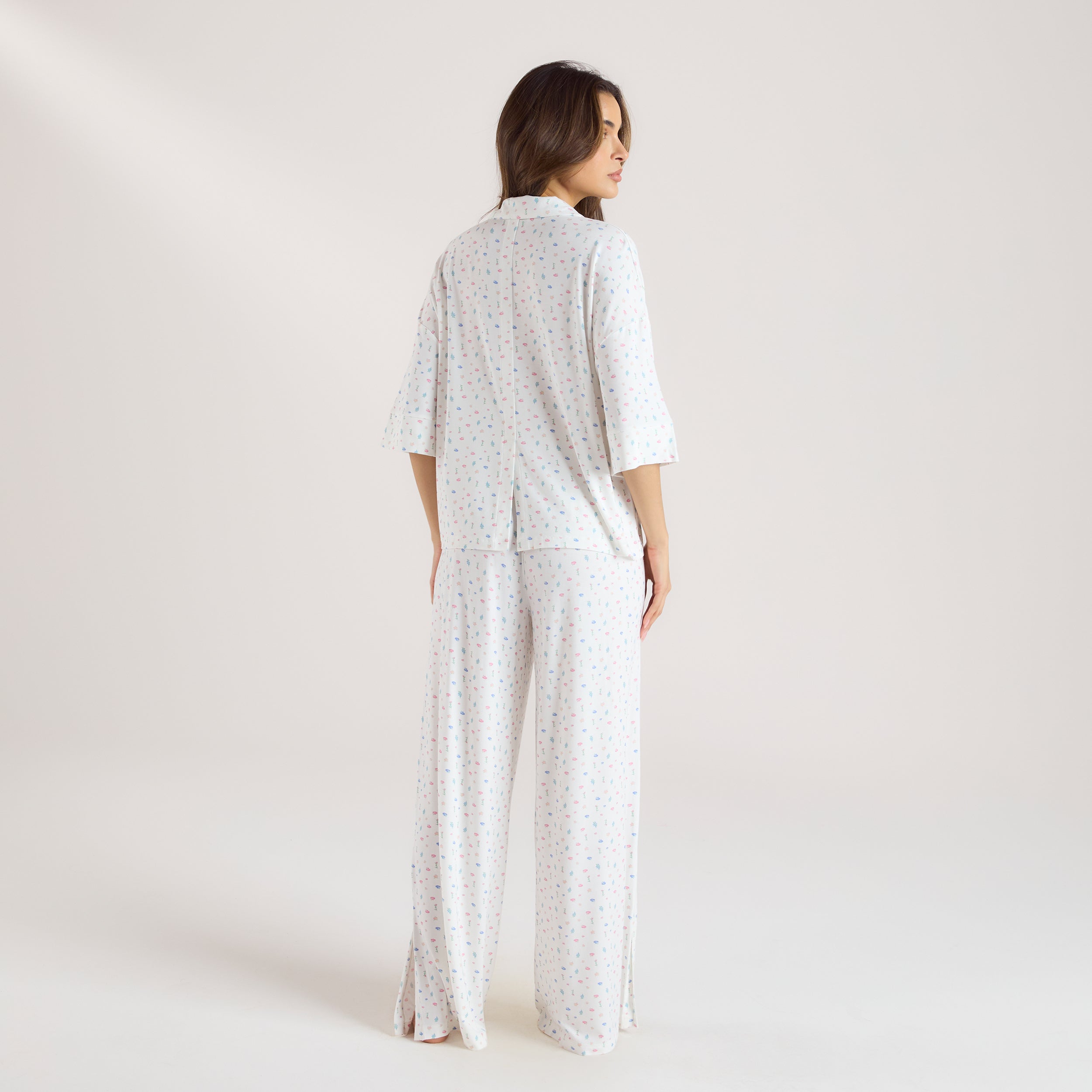 Modal Short Sleeve Pyjama Shirt | Modal Short Sleeve Pyjama Shirt - White Floral