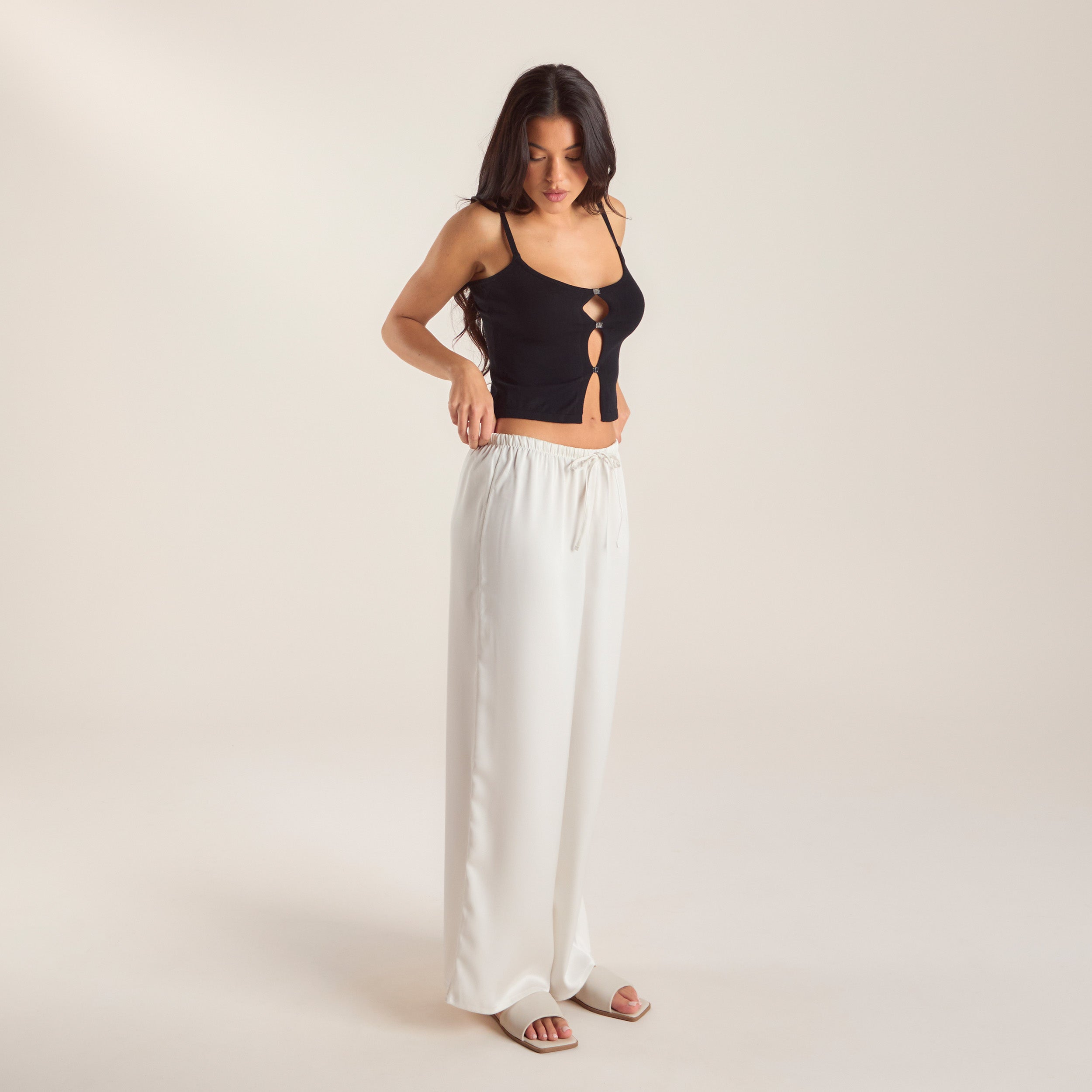 Satin Trousers | Satin Trousers - Off White