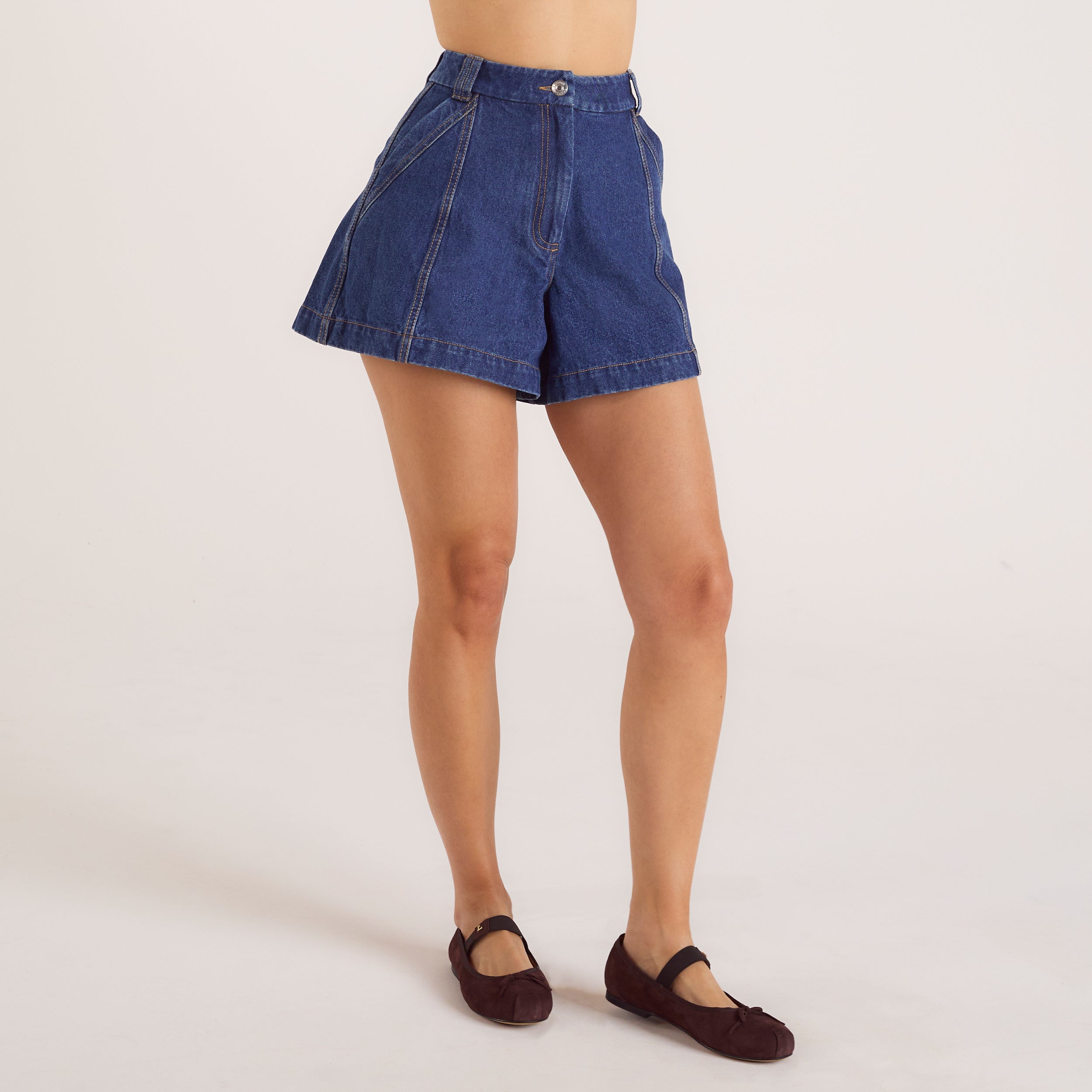 Wide-Hem Denim Shorts | Wide-Hem Denim Shorts - Blue