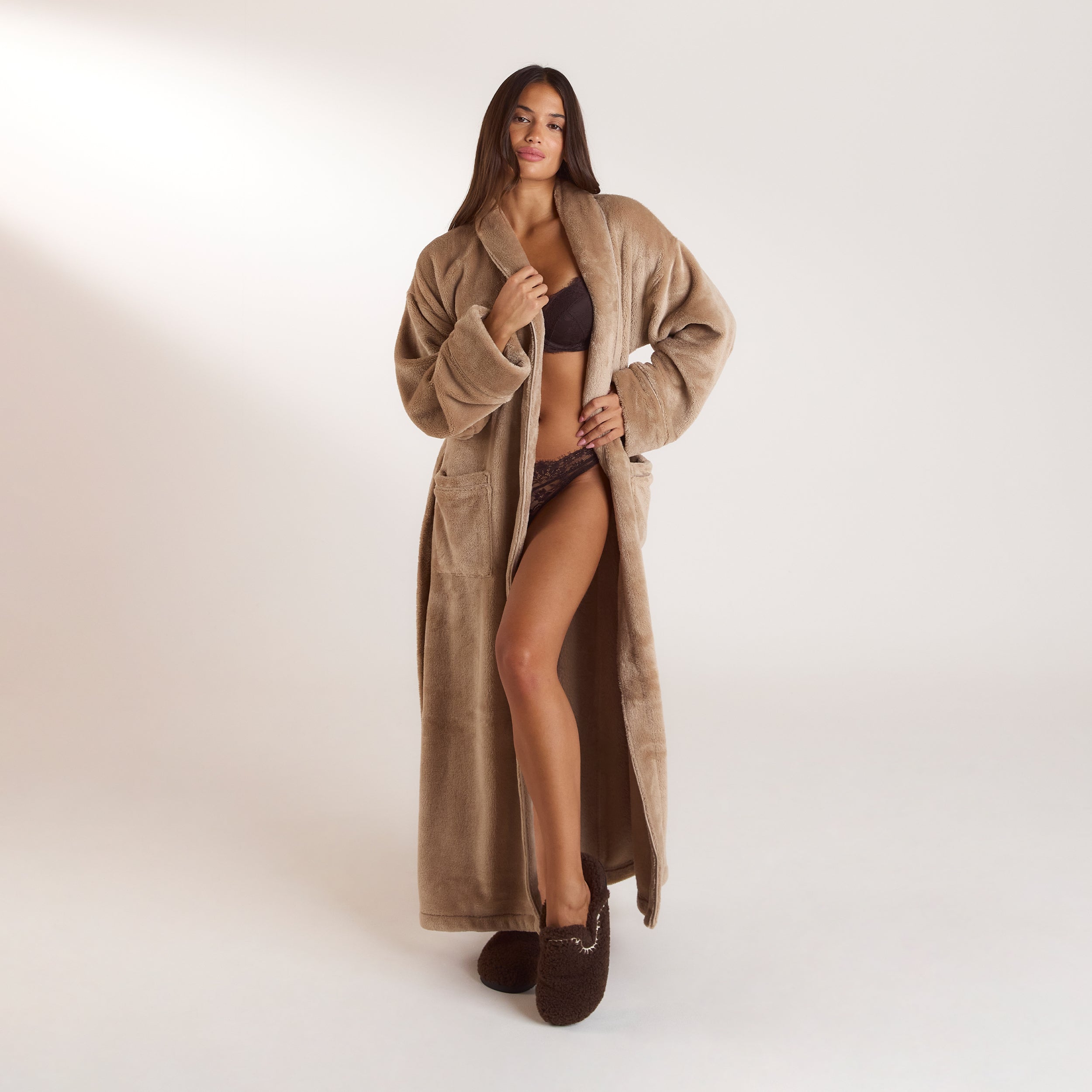 Long Fluffy Dressing Gown | Long Fluffy Dressing Gown - Beige