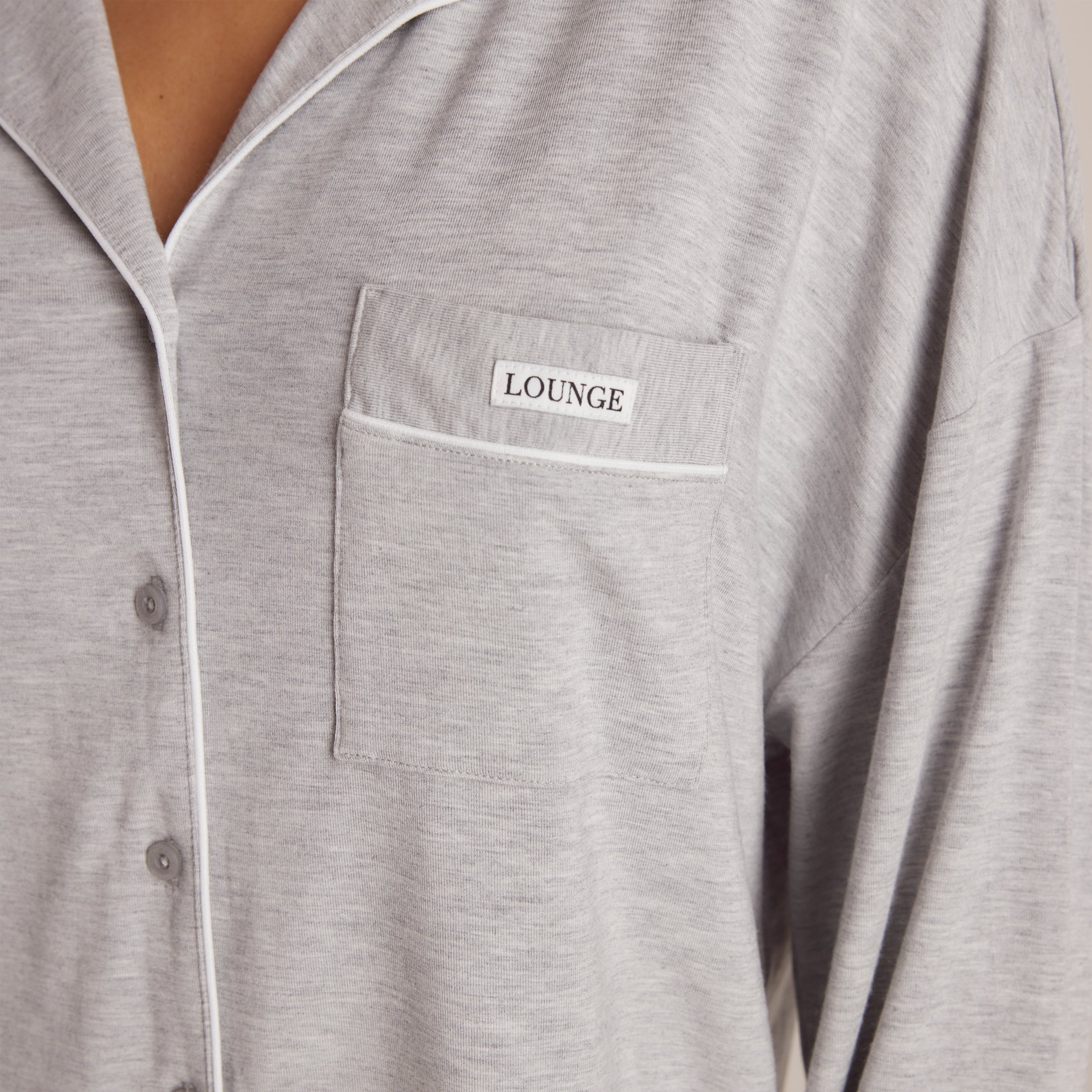 Modal Pyjama Shirt - Grey Marl