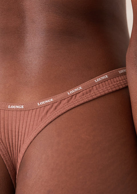 So Soft Ribbed T-Shirt Bra & Thong Set - Mocha – Lounge Underwear