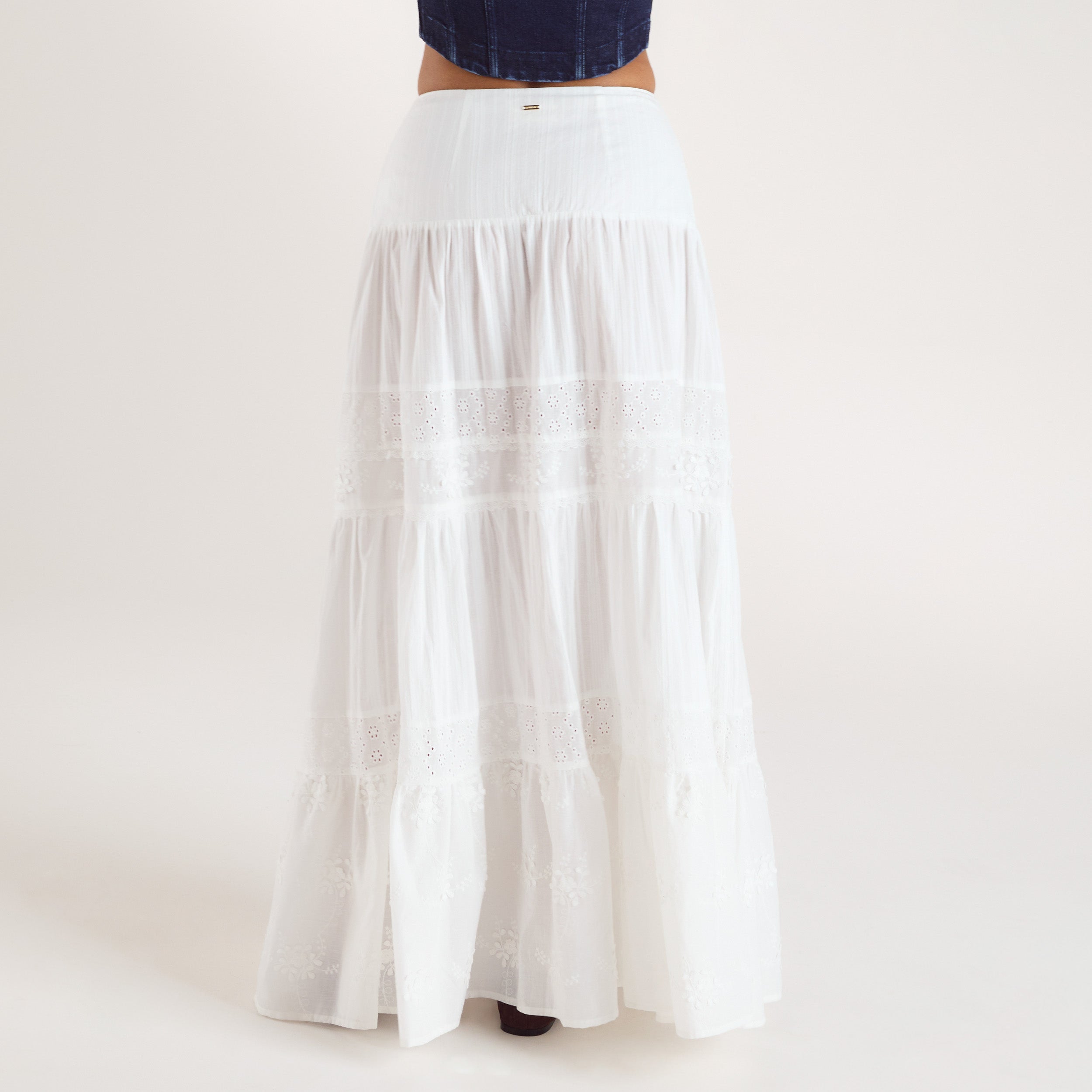 Tiered Maxi Skirt | Tiered Maxi Skirt - White
